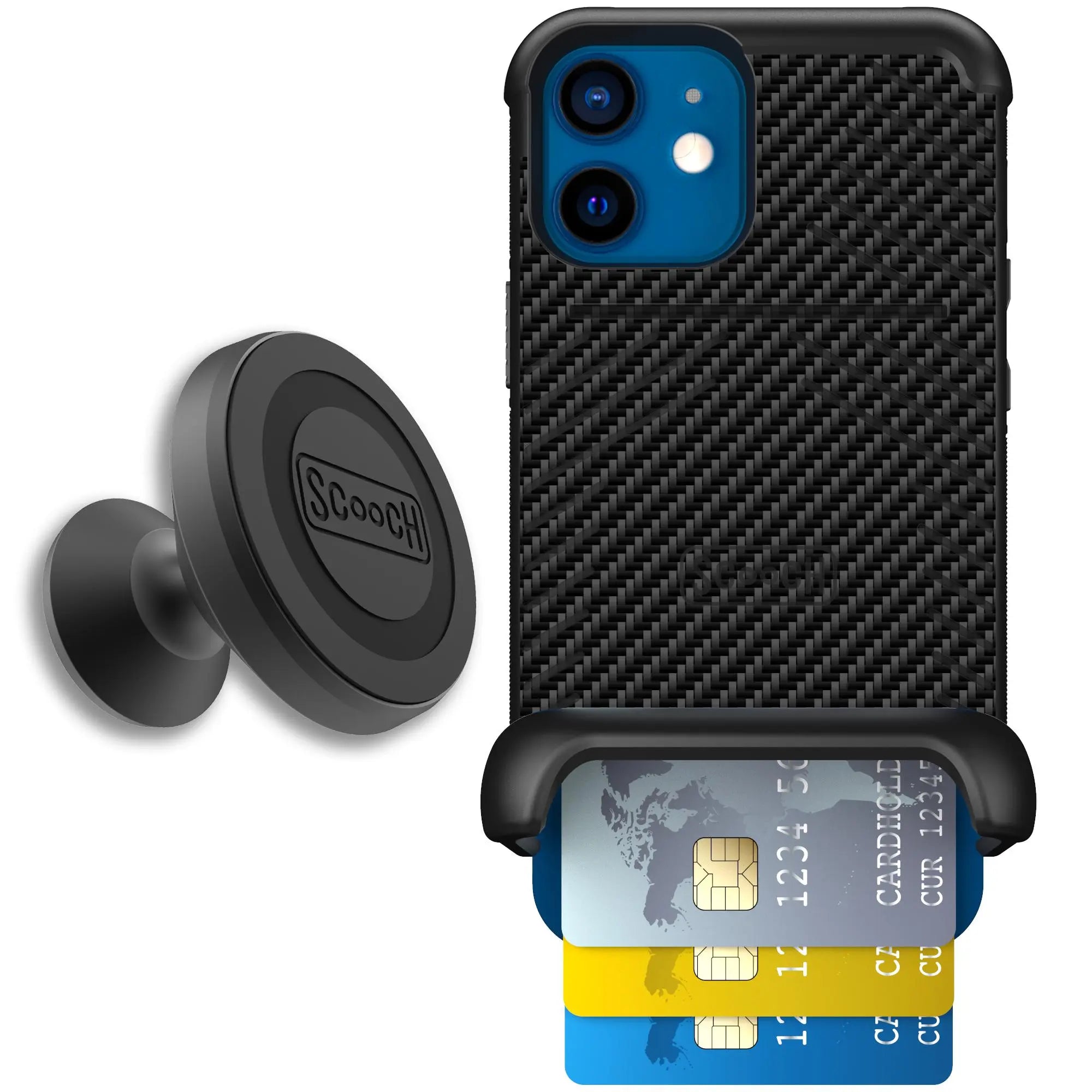 Scooch-Wingmate Starter Bundle for iPhone 12 Mini-Carbon-Fiber