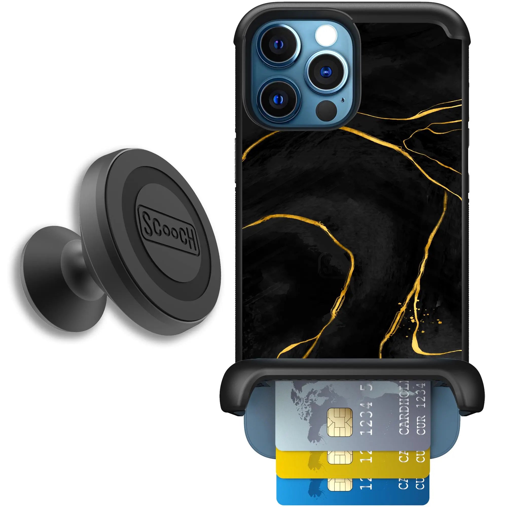 Scooch-Wingmate Starter Bundle for iPhone 12 Pro Max-Black-Marble