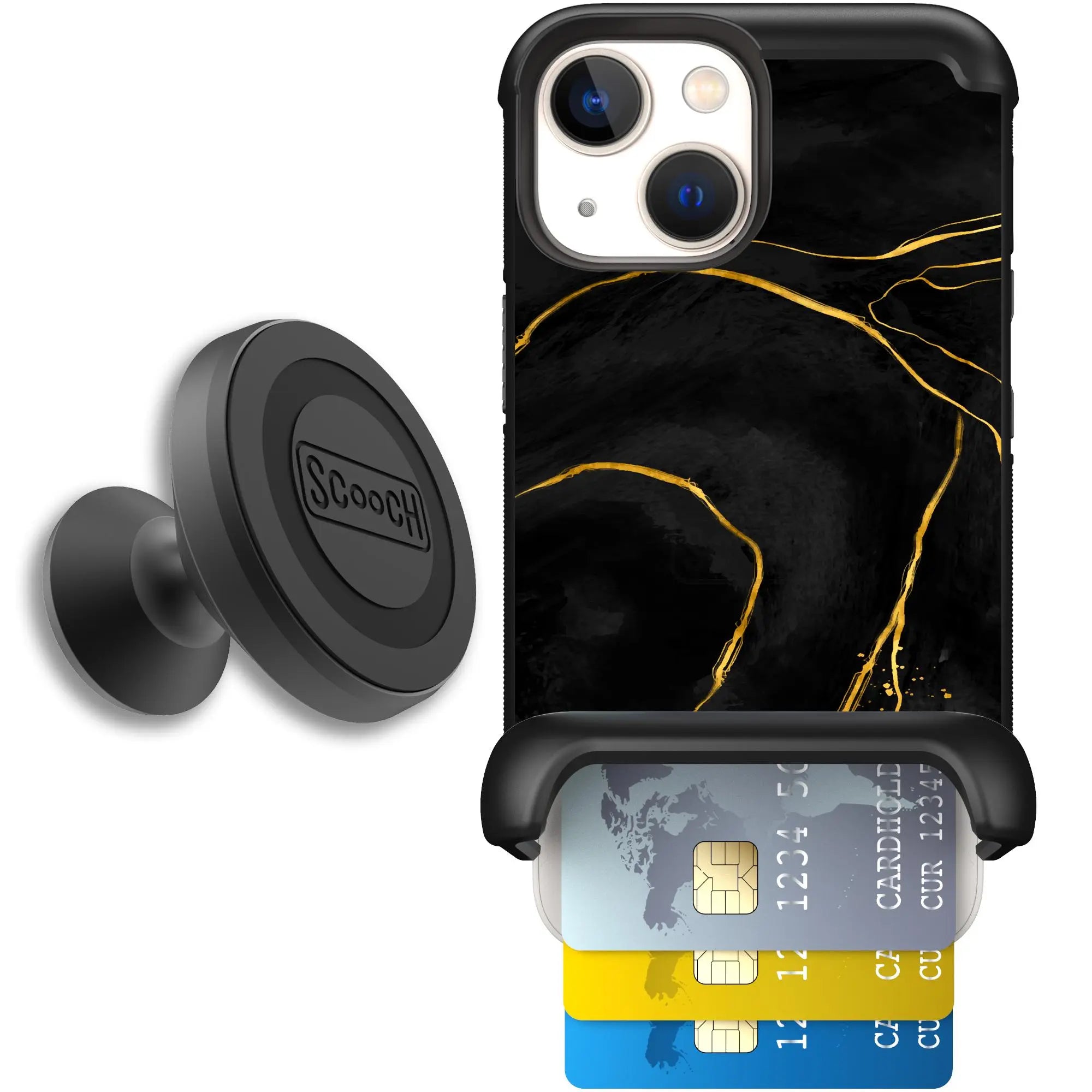 Scooch-Wingmate Starter Bundle for iPhone 13 Mini-Black-Marble