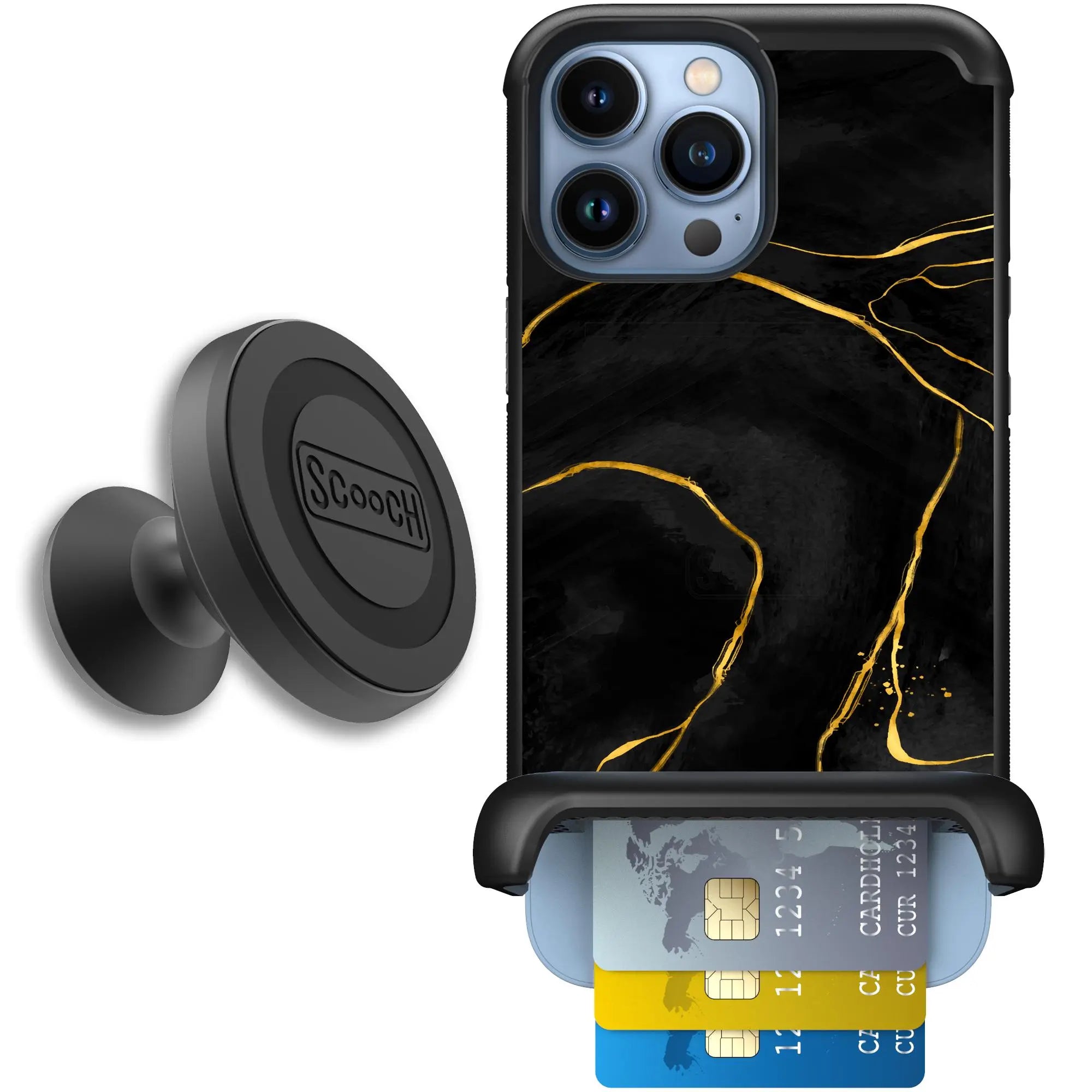 Scooch-Wingmate Starter Bundle for iPhone 13 Pro-Black-Marble