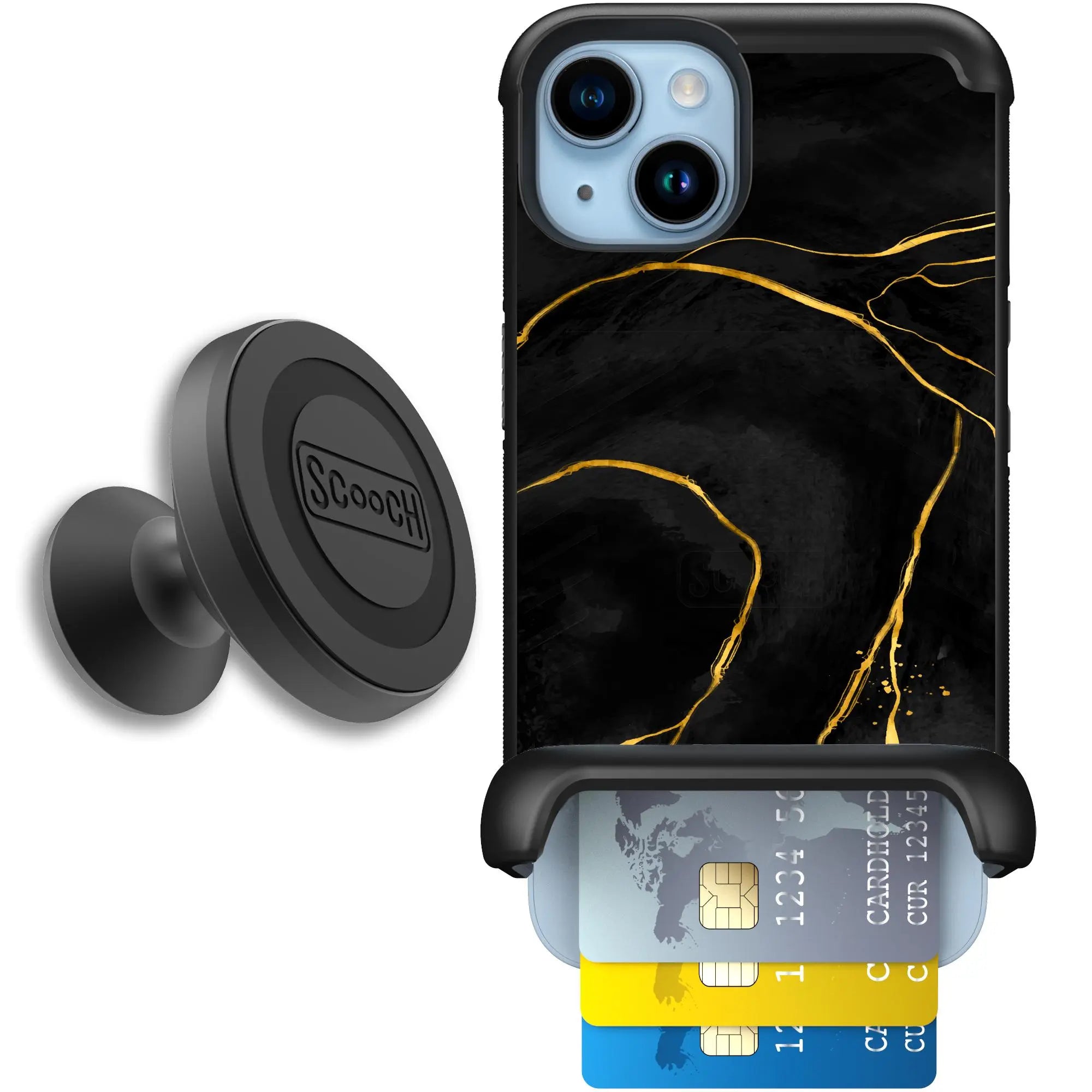 Scooch-Wingmate Starter Bundle for iPhone 14-Black-Marble