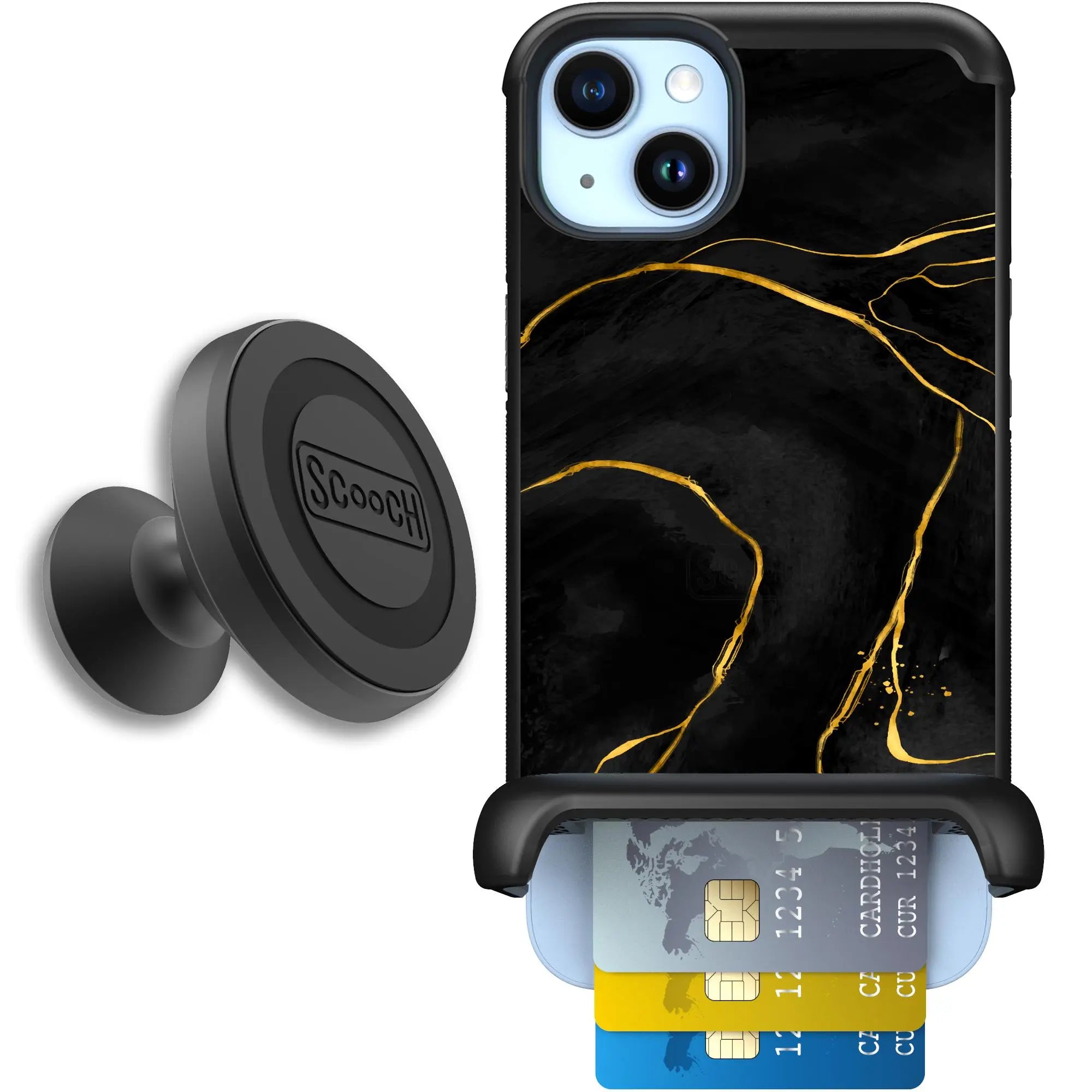 Scooch-Wingmate Starter Bundle for iPhone 14 Plus-Black-Marble