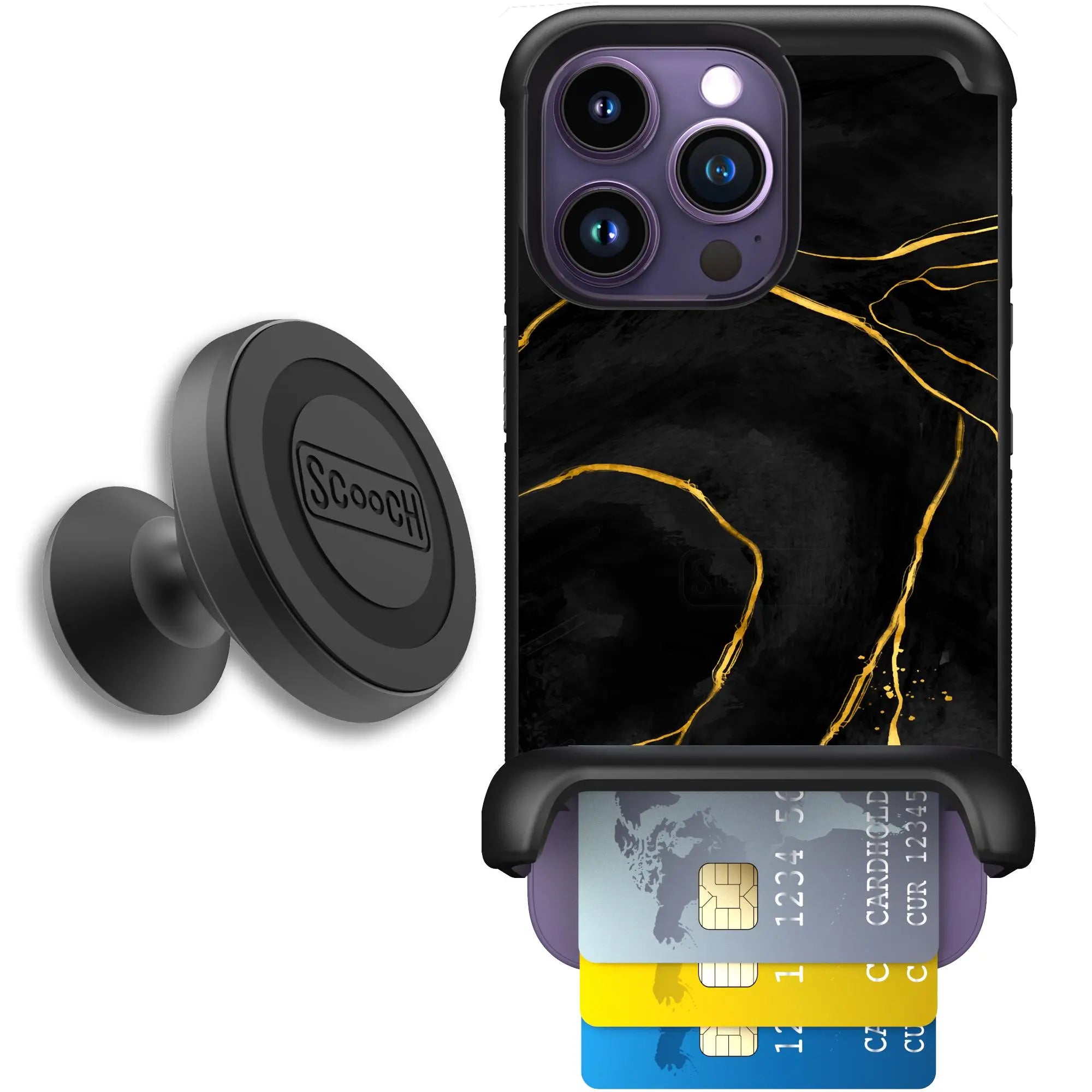 Scooch-Wingmate Starter Bundle for iPhone 14 Pro-Black-Marble