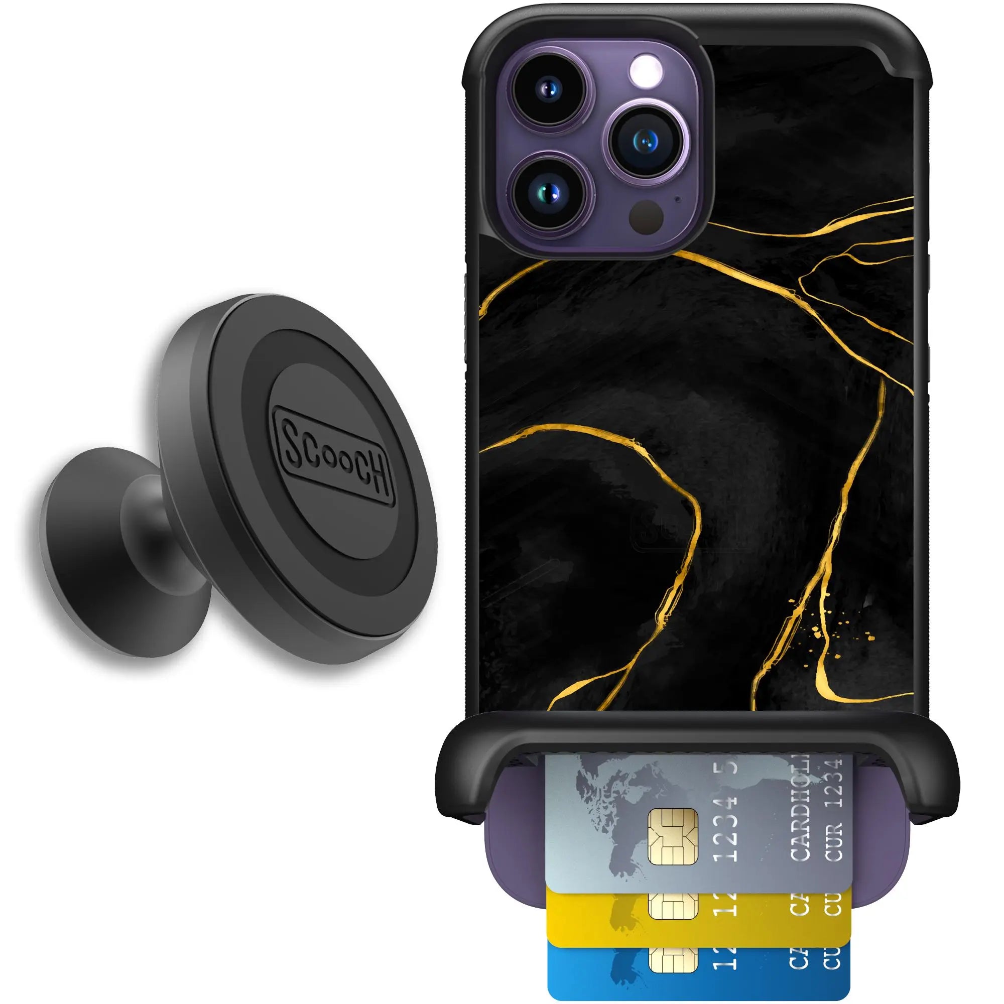 Scooch-Wingmate Starter Bundle for iPhone 14 Pro Max-Black-Marble