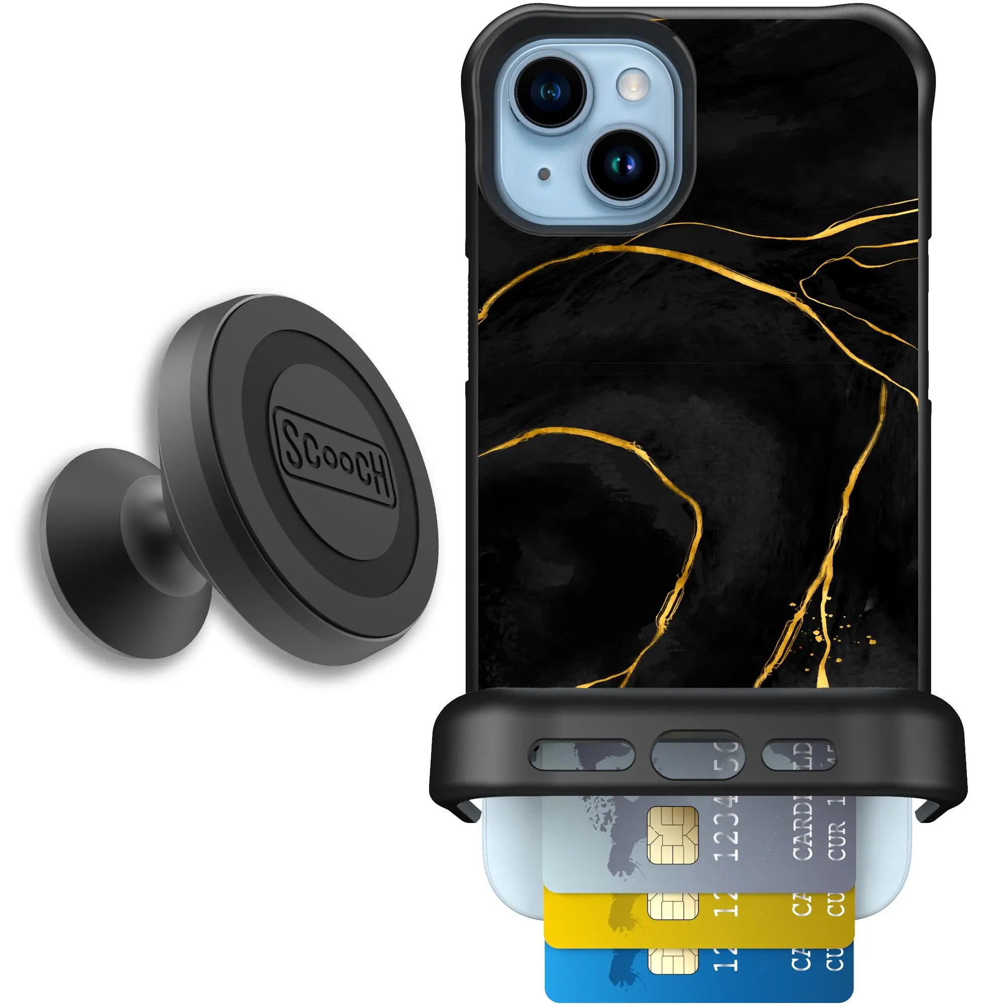 Scooch-Wingmate Starter Bundle for iPhone 15 Plus-Black-Marble