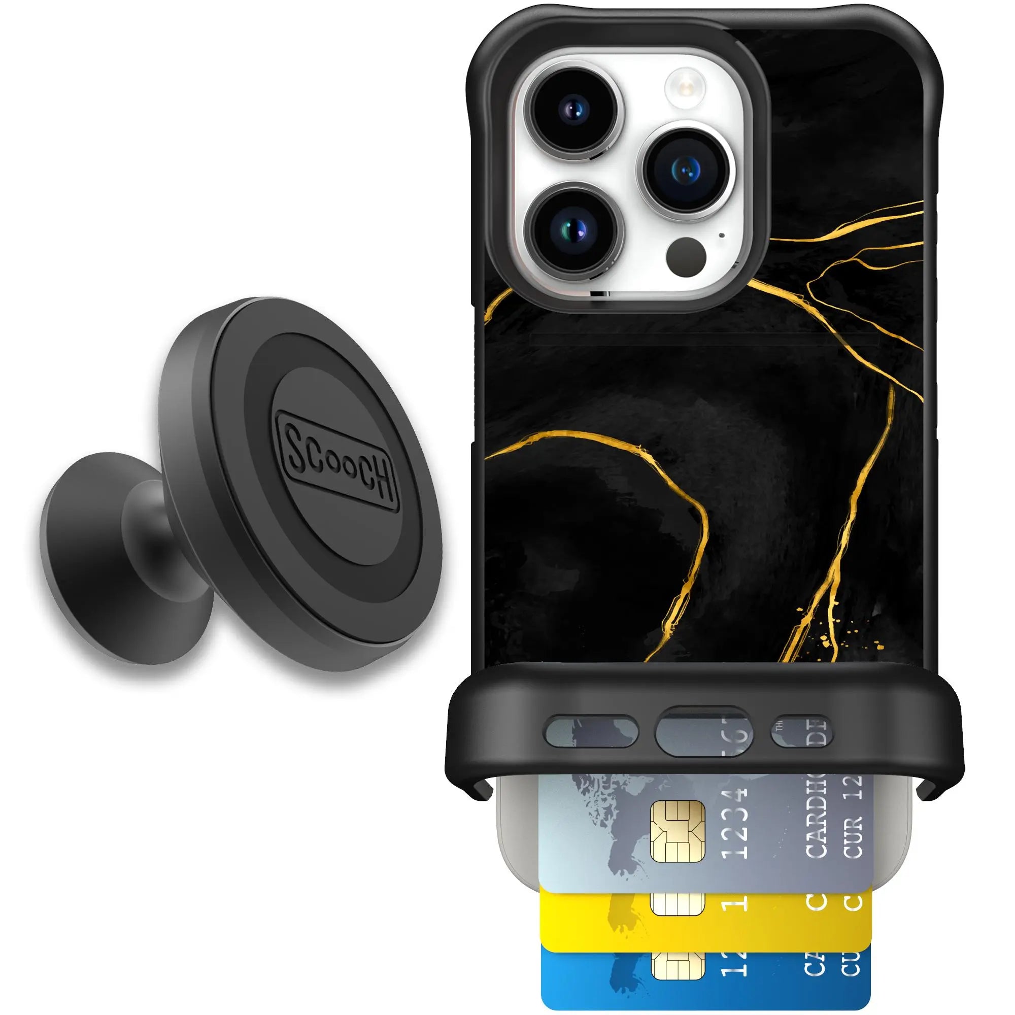 Scooch-Wingmate Starter Bundle for iPhone 15 Pro-Black-Marble