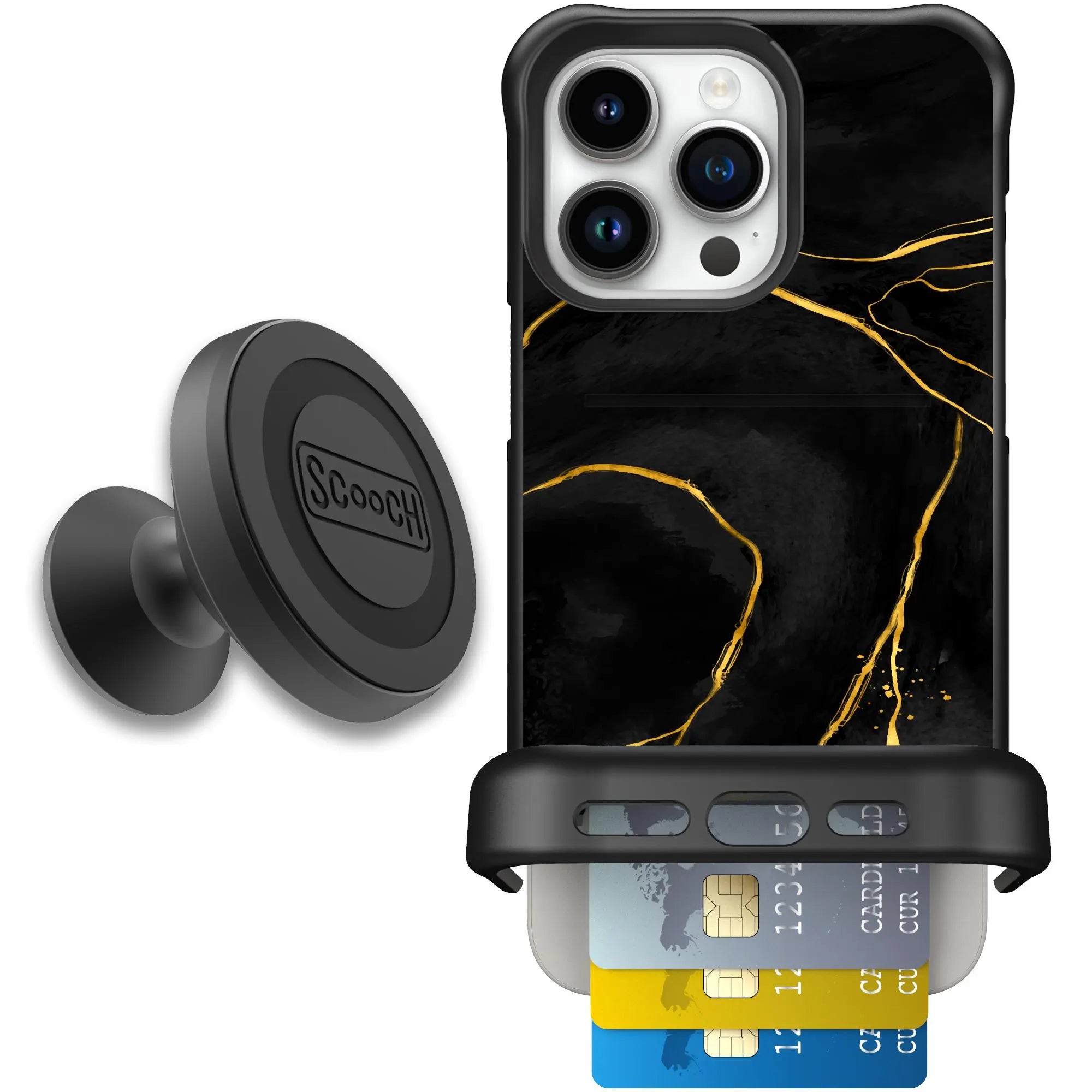 Scooch-Wingmate Starter Bundle for iPhone 15 Pro Max-Black-Marble