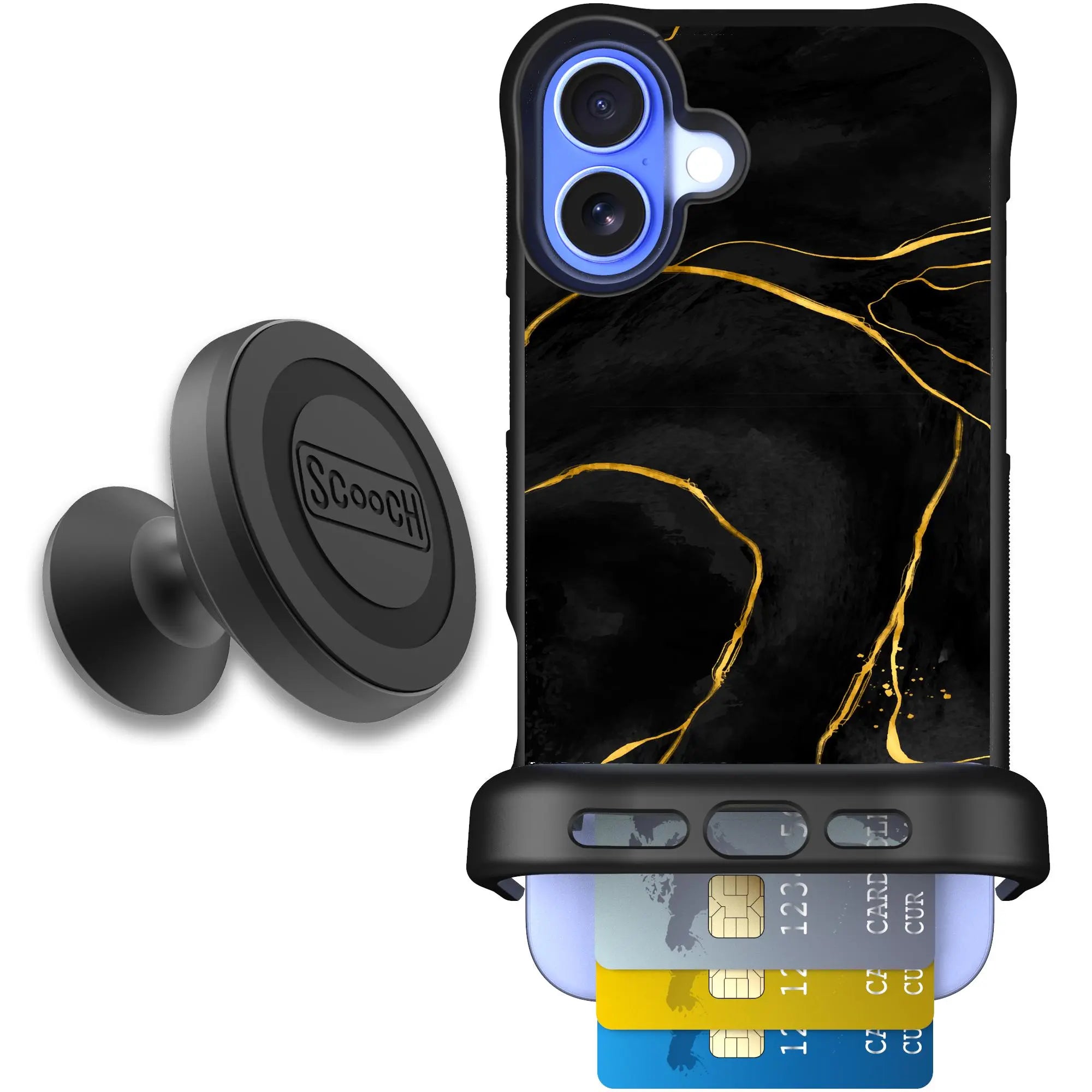 Scooch-Wingmate Starter Bundle for iPhone 16 Plus-Black-Marble