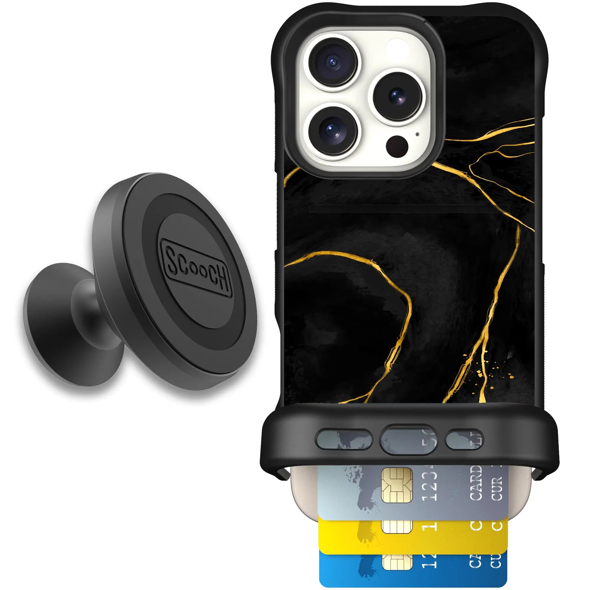 Scooch-Wingmate Starter Bundle for iPhone 16 Pro-Black-Marble