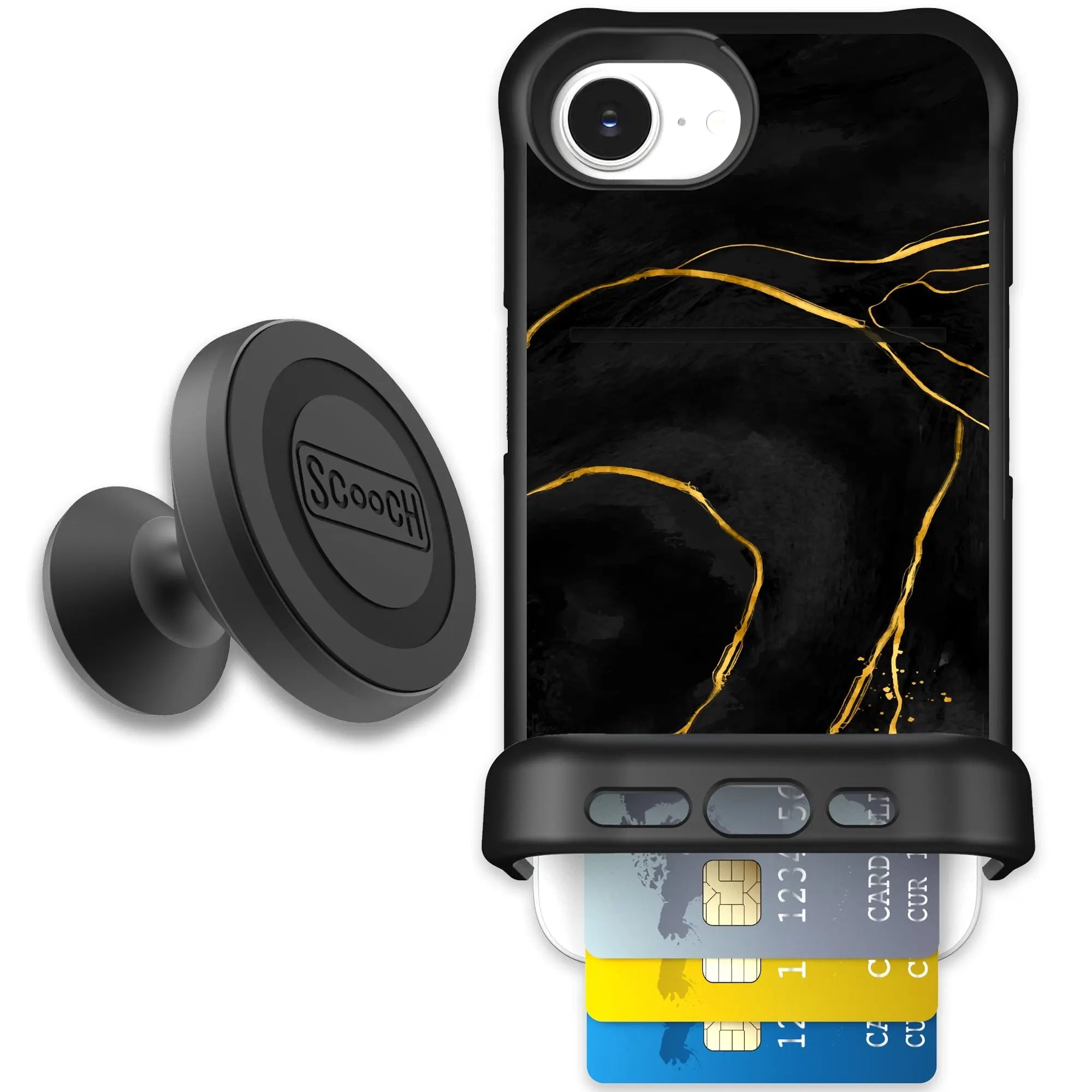 Scooch-Wingmate Starter Bundle for iPhone 16e-Black-Marble