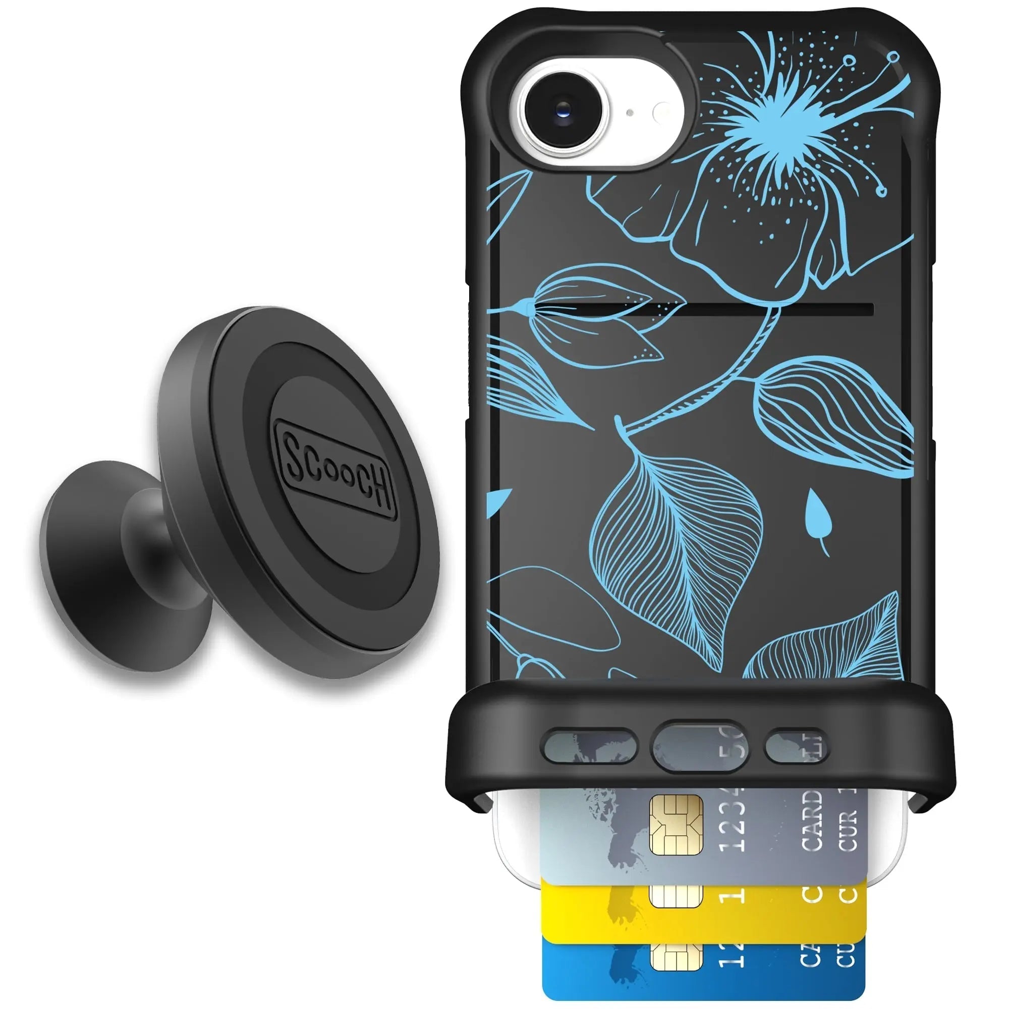 Scooch-Wingmate Starter Bundle for iPhone 17e-Blue-Hibiscus