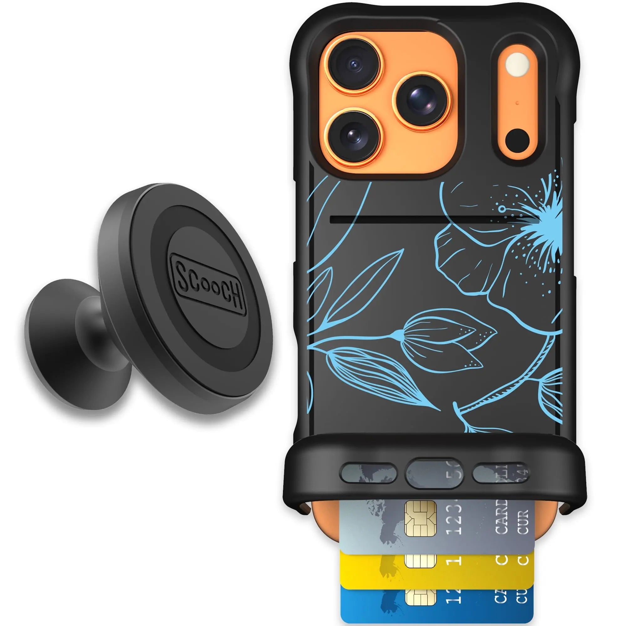 Scooch-Wingmate Starter Bundle for iPhone 17 Pro-Blue Hibiscus