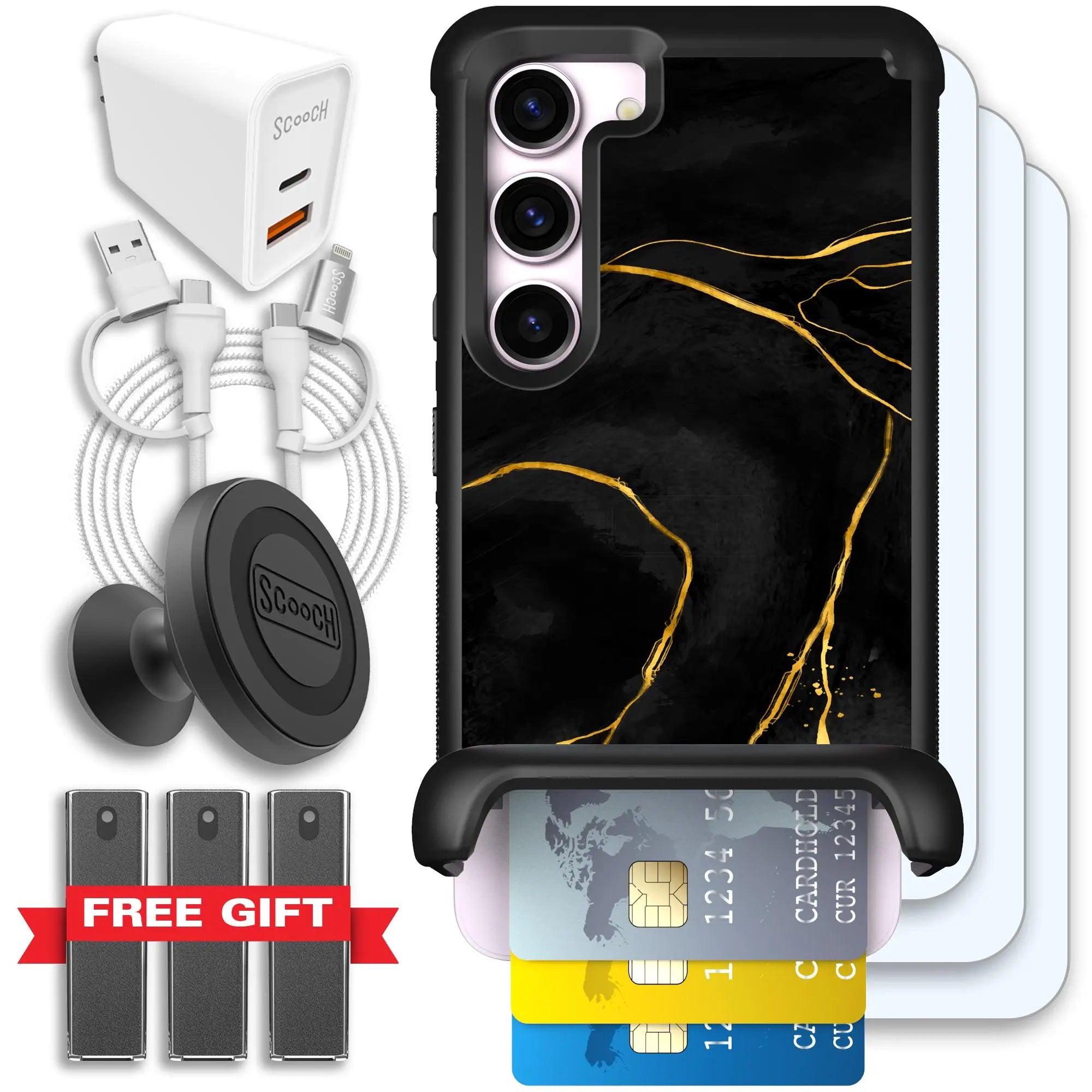 Scooch-Wingmate Ultimate Bundle for Samsung Galaxy S23-Black-Marble