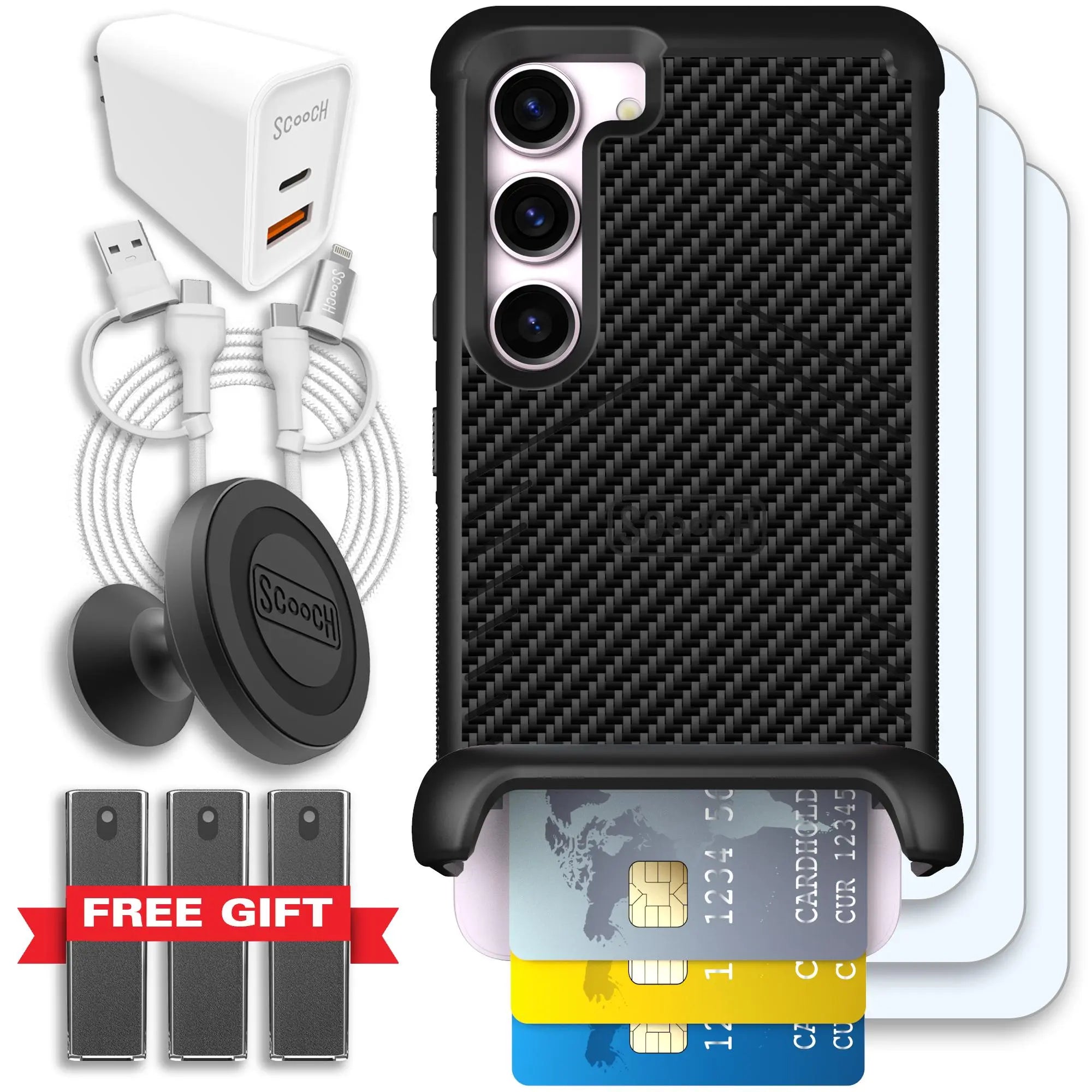 Scooch-Wingmate Ultimate Bundle for Samsung Galaxy S23-Carbon-Fiber