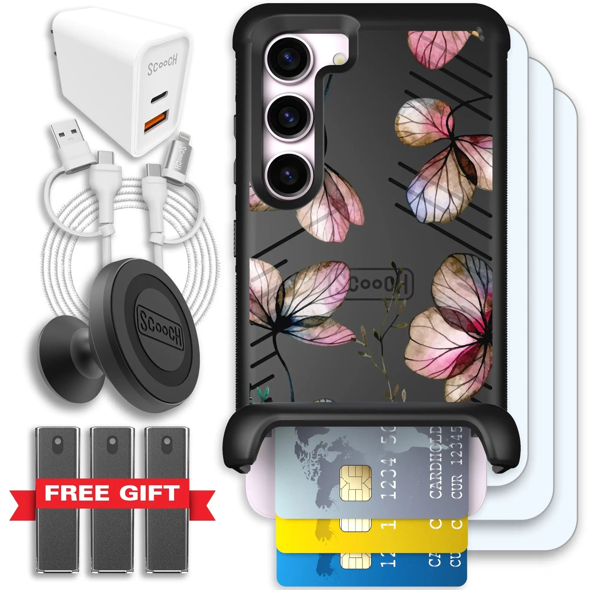 Scooch-Wingmate Ultimate Bundle for Samsung Galaxy S23-Dried-Flowers