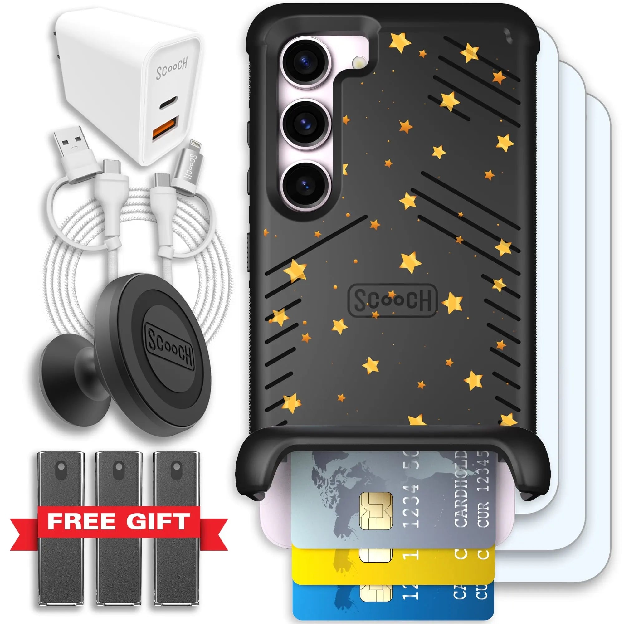 Scooch-Wingmate Ultimate Bundle for Samsung Galaxy S23-Gold-Stars