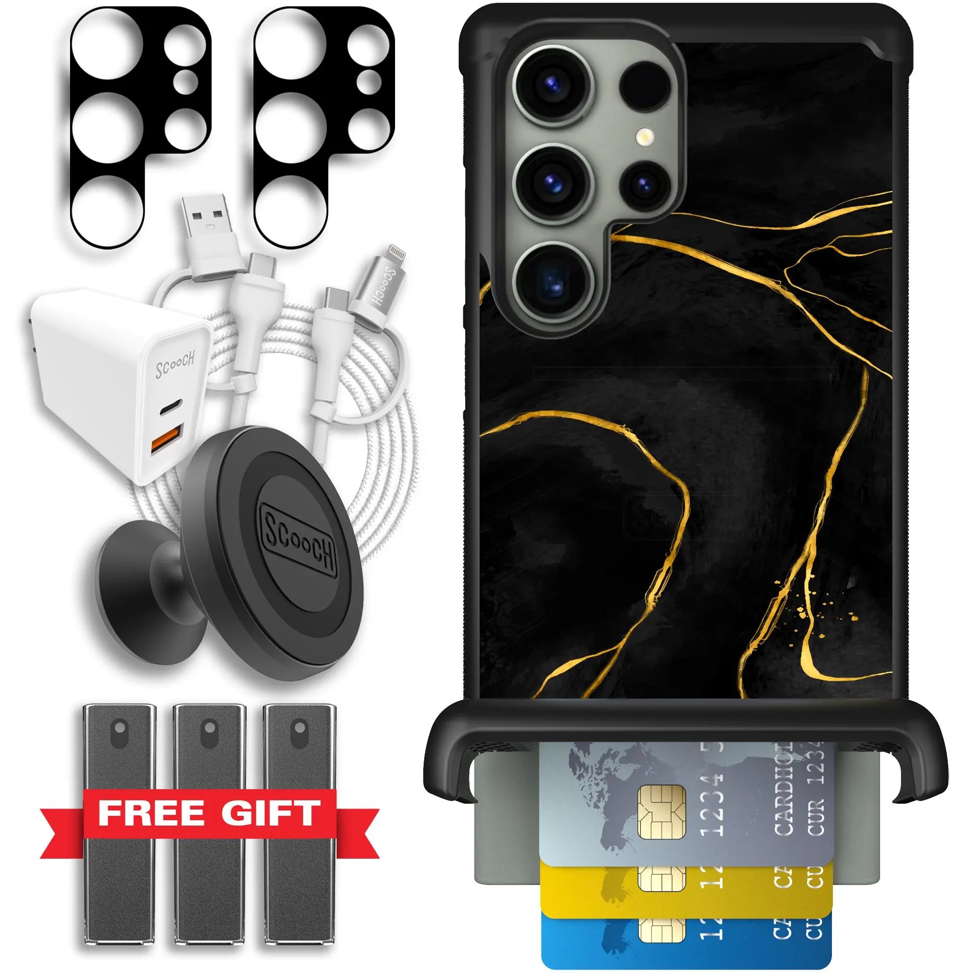 Scooch-Wingmate Ultimate Bundle for Samsung Galaxy S23 Ultra-Black-Marble