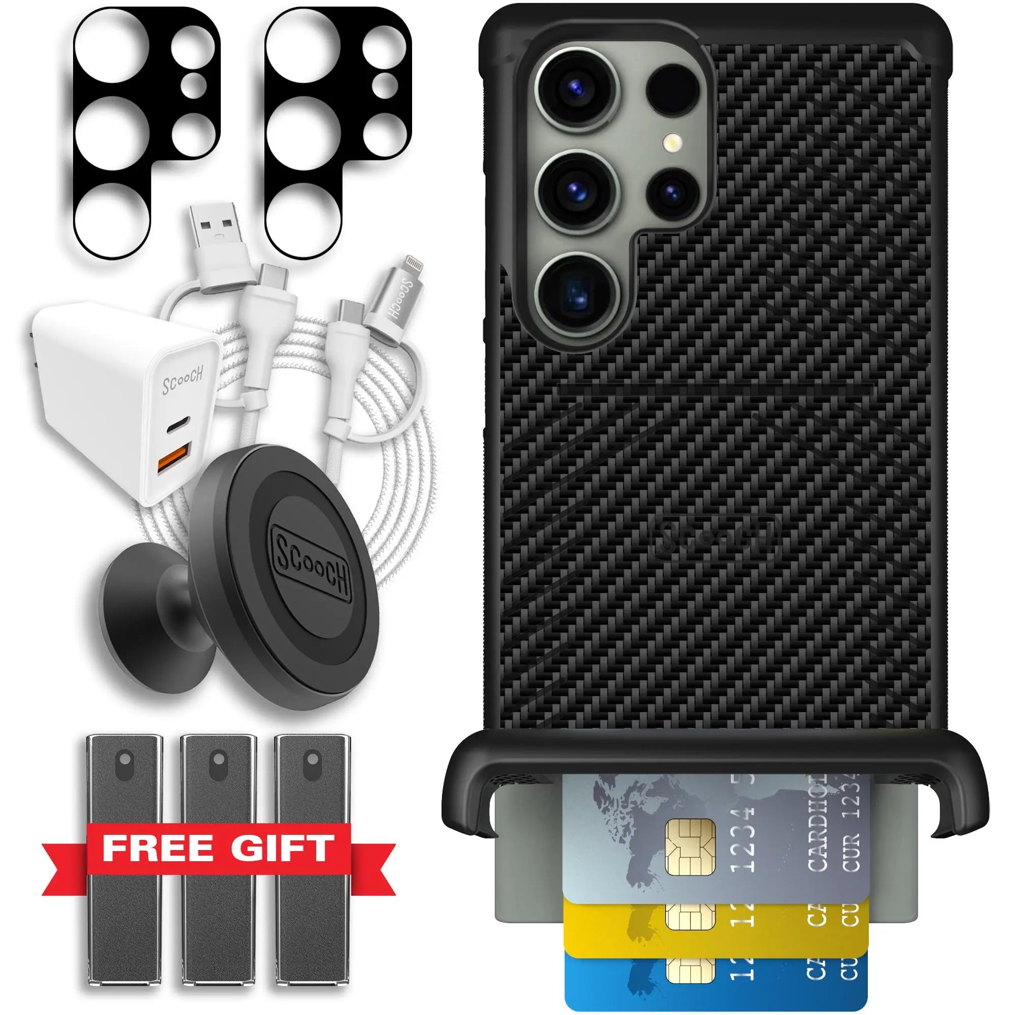 Scooch-Wingmate Ultimate Bundle for Samsung Galaxy S23 Ultra-Carbon-Fiber