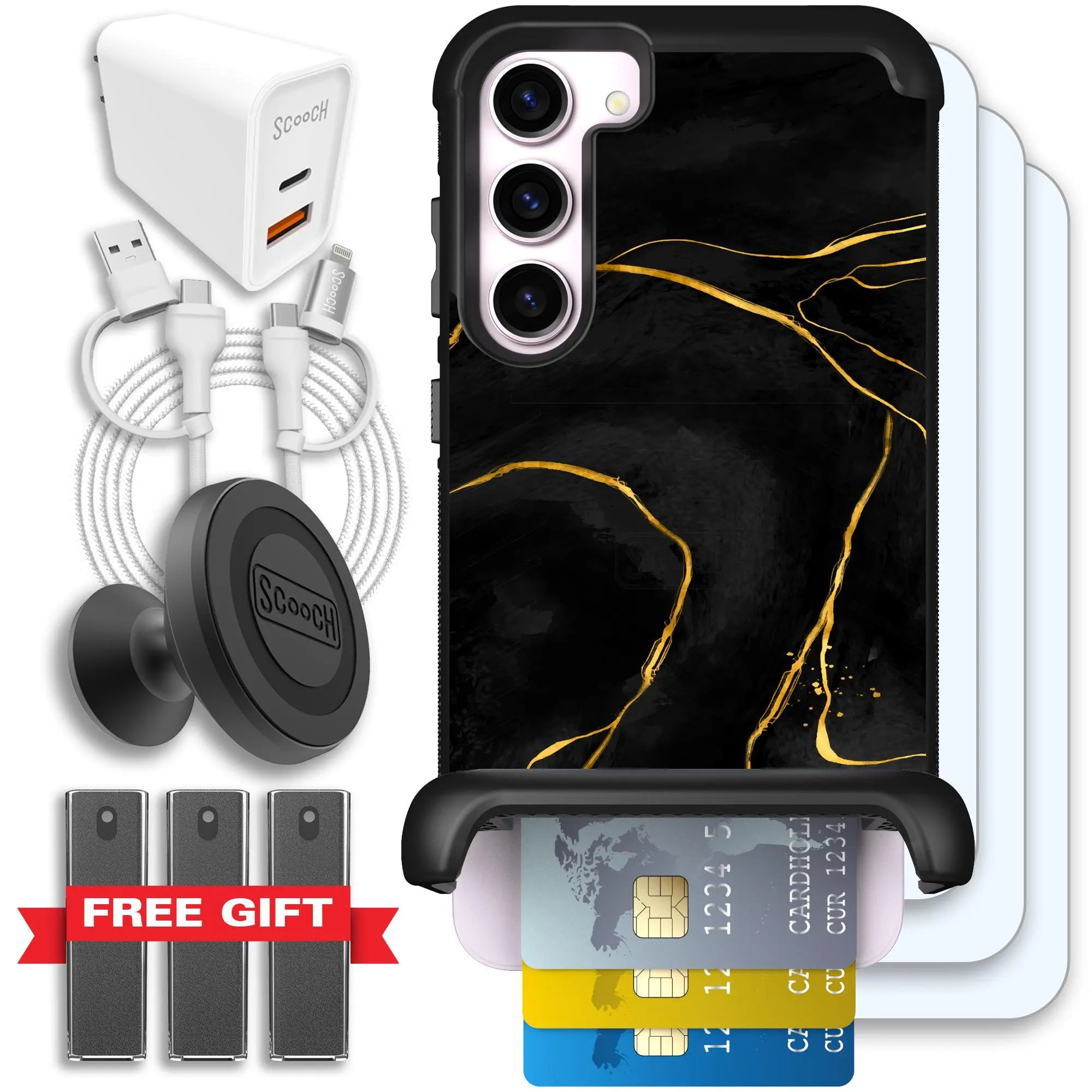 Scooch-Wingmate Ultimate Bundle for Samsung Galaxy S23+-Black-Marble