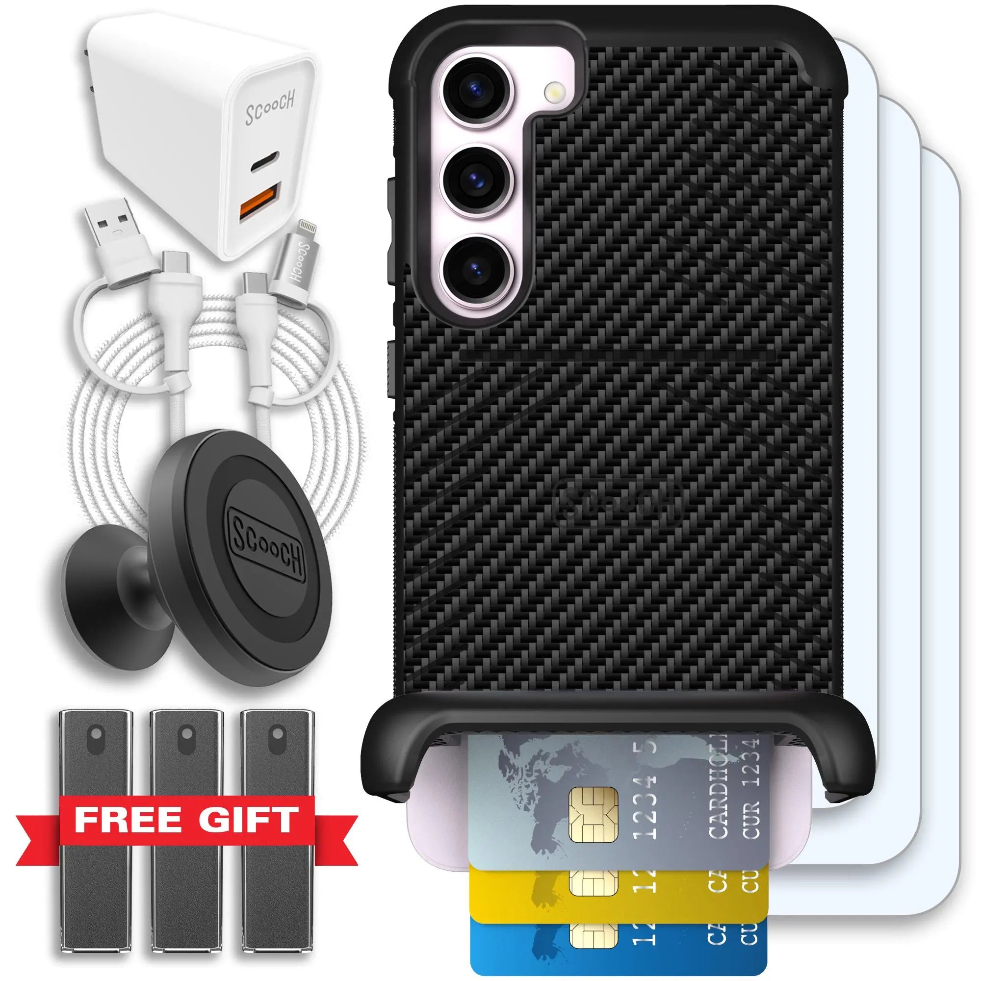 Scooch-Wingmate Ultimate Bundle for Samsung Galaxy S23+-Carbon-Fiber