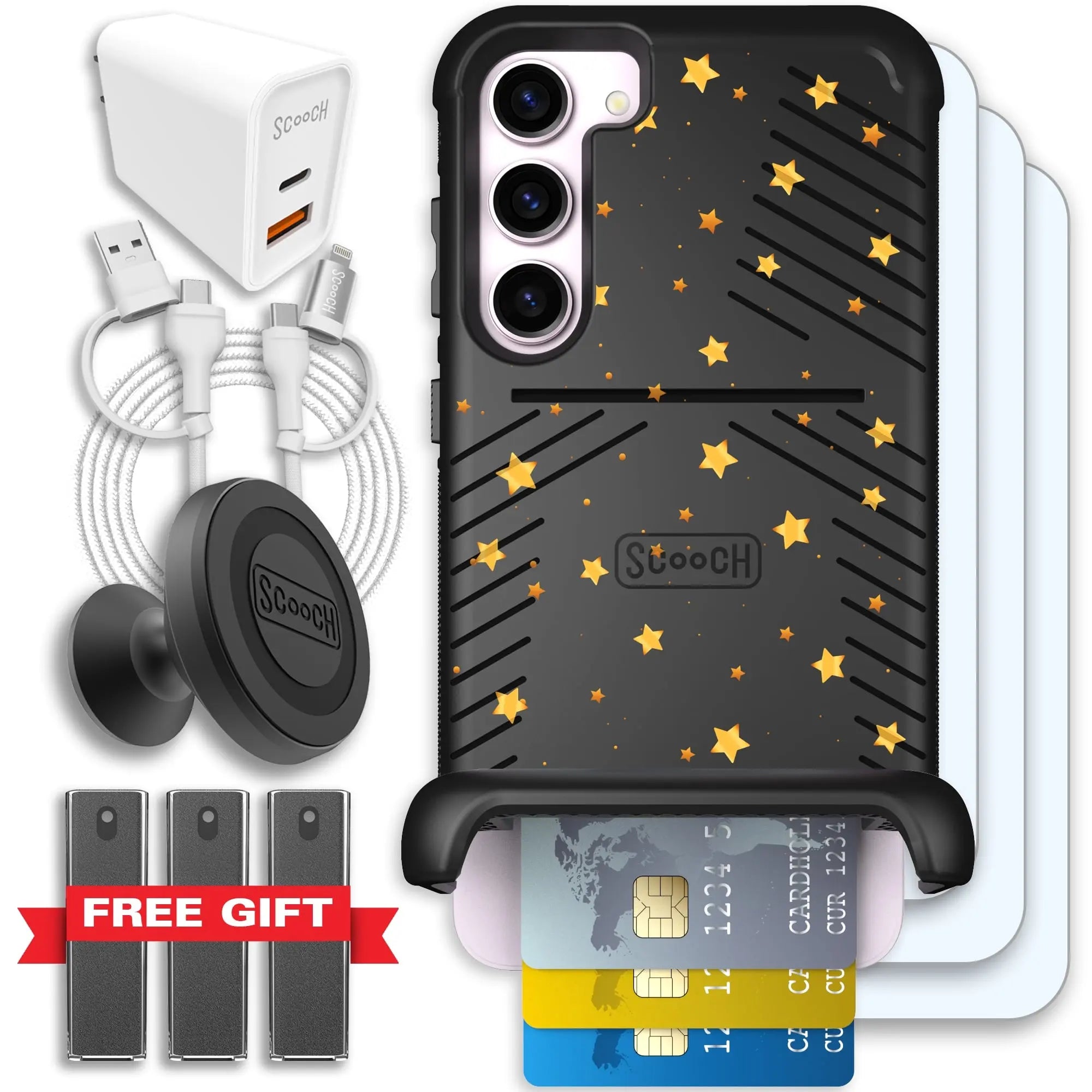 Scooch-Wingmate Ultimate Bundle for Samsung Galaxy S23+-Gold-Stars