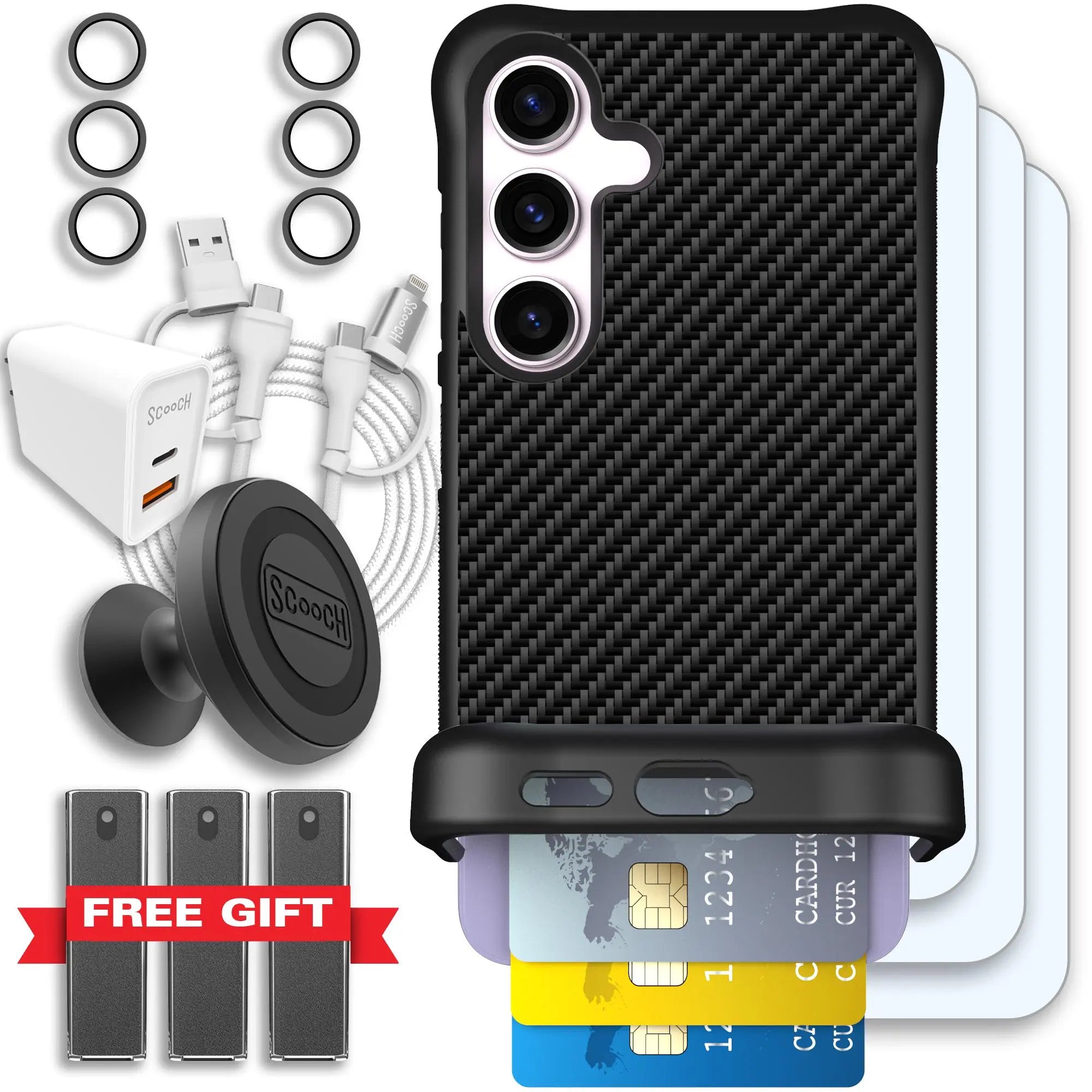 Scooch-Wingmate Ultimate Bundle for Samsung Galaxy S24-Carbon-Fiber