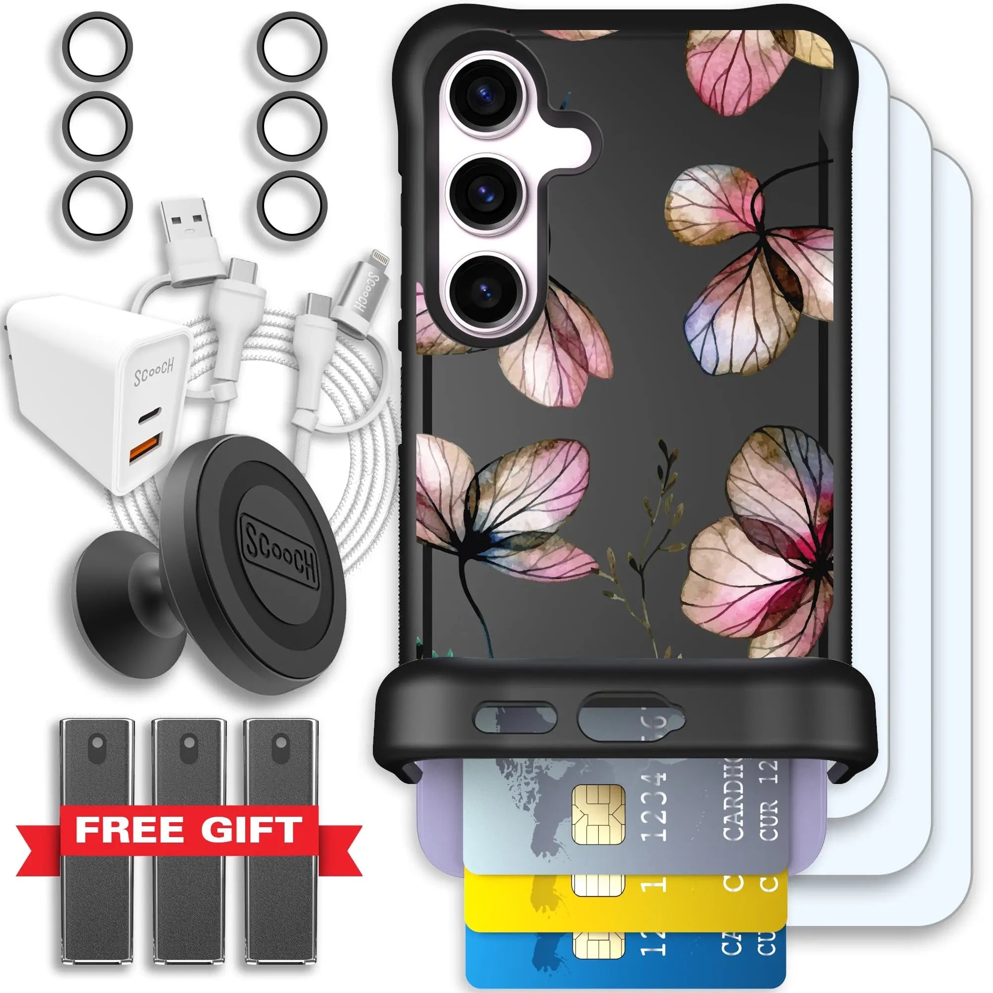 Scooch-Wingmate Ultimate Bundle for Samsung Galaxy S24-Dried-Flowers