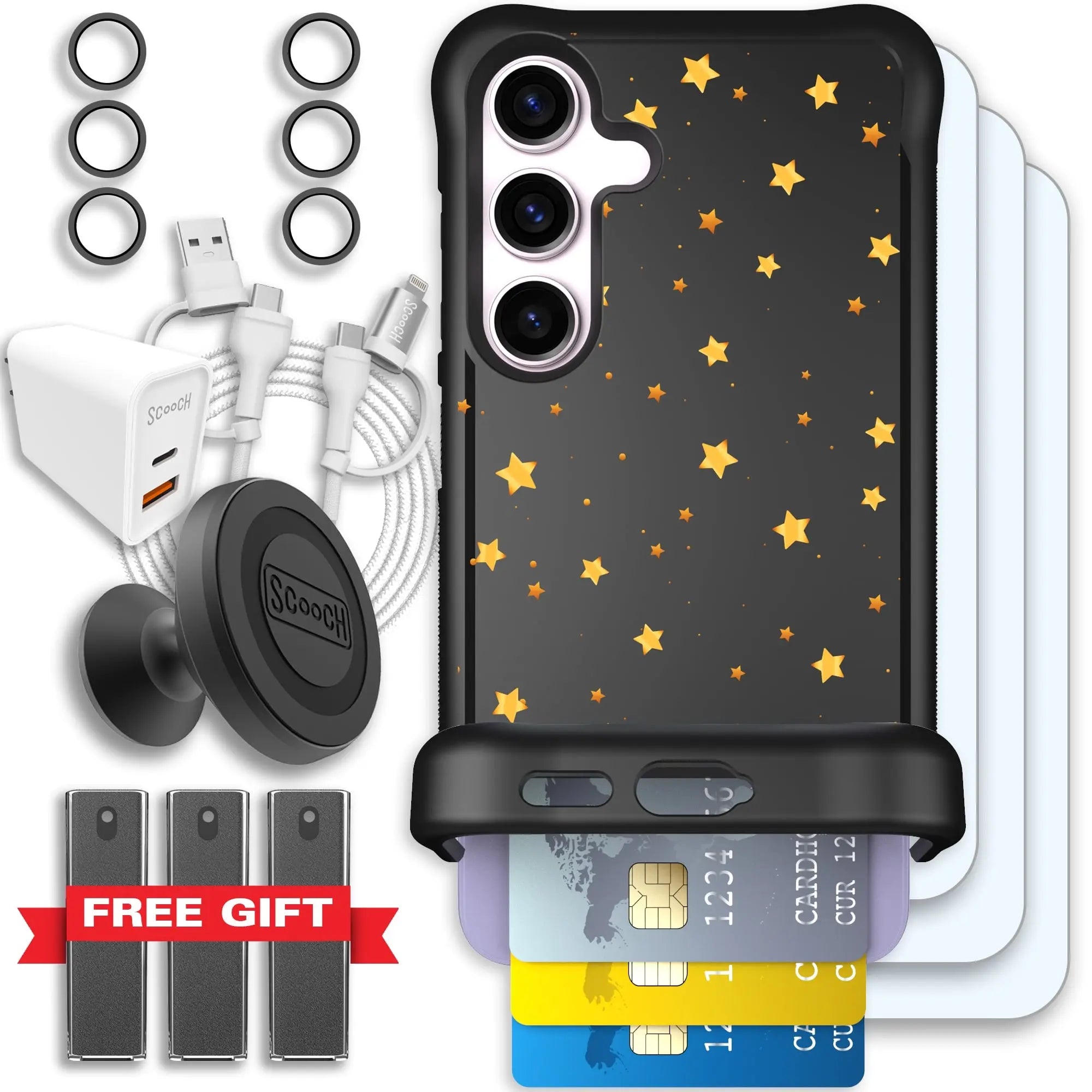 Scooch-Wingmate Ultimate Bundle for Samsung Galaxy S24-Gold-Stars