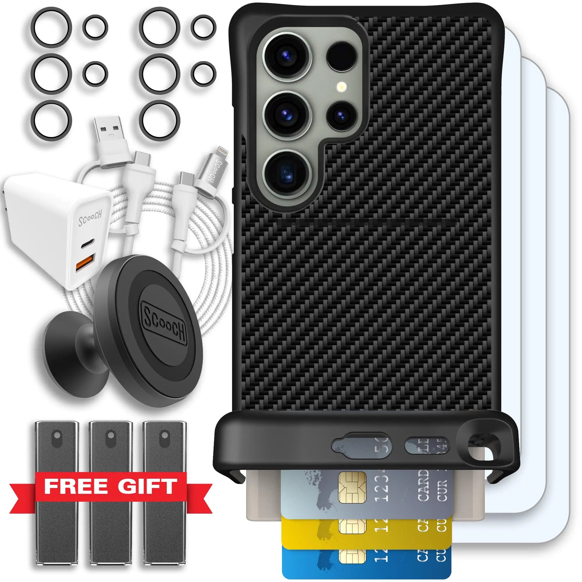 Scooch-Wingmate Ultimate Bundle for Samsung Galaxy S24 Ultra-Carbon-Fiber