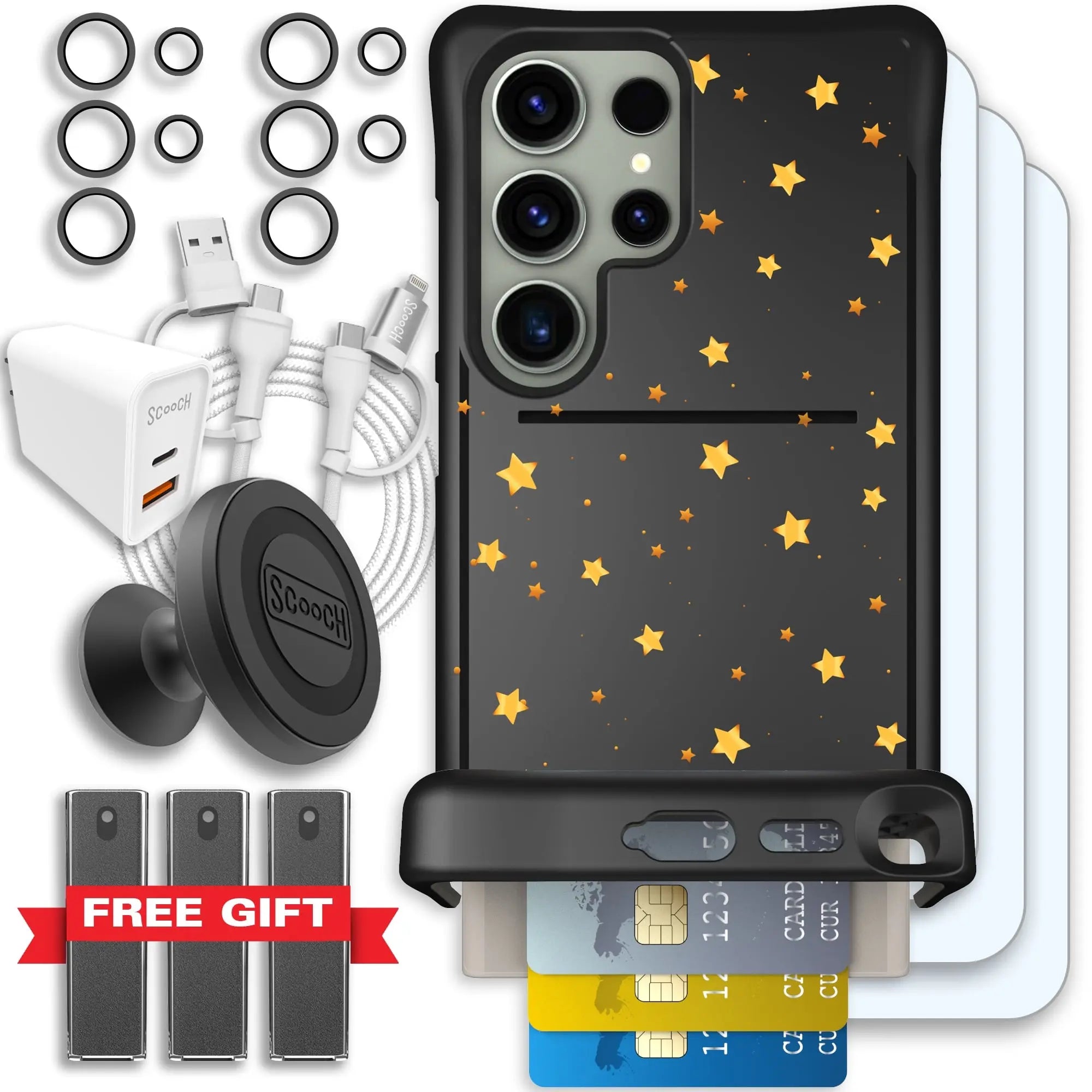 Scooch-Wingmate Ultimate Bundle for Samsung Galaxy S24 Ultra-Gold-Stars