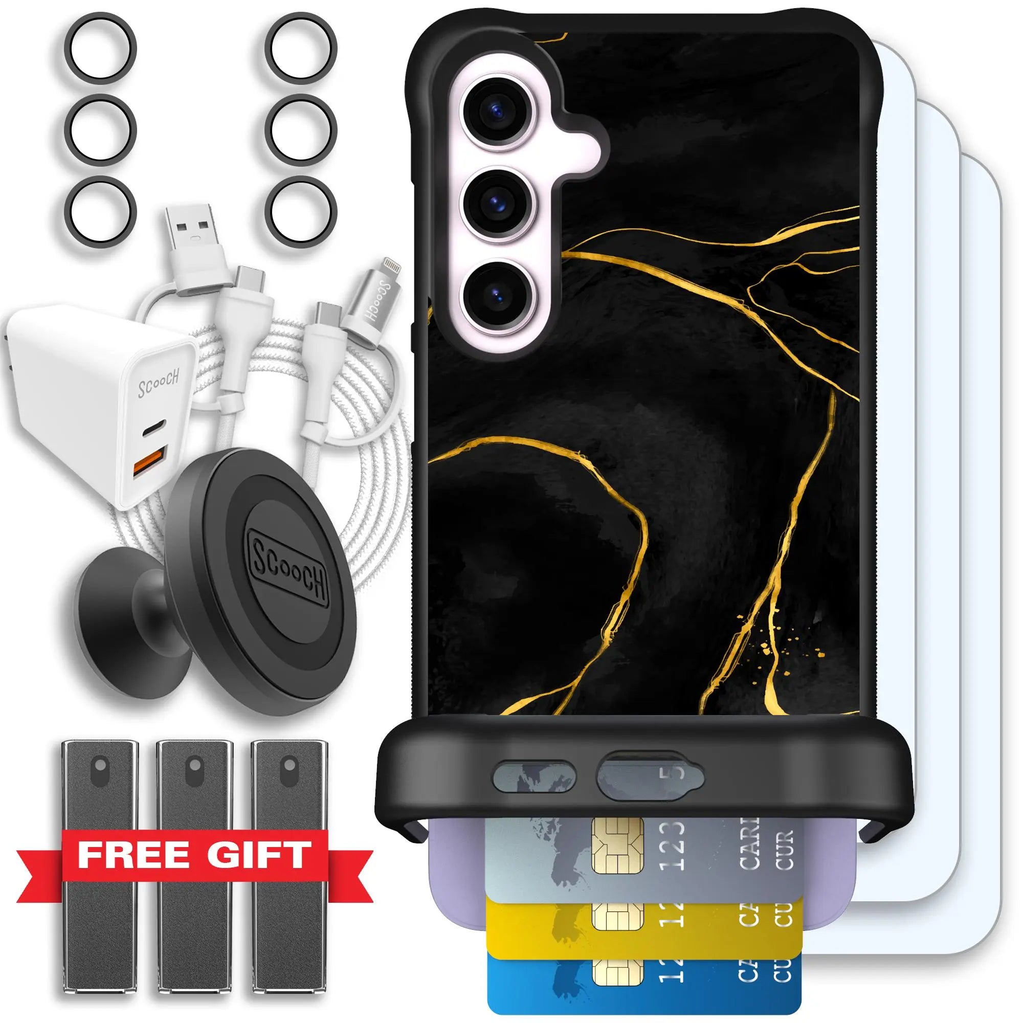 Scooch-Wingmate Ultimate Bundle for Samsung Galaxy S24+-Black-Marble