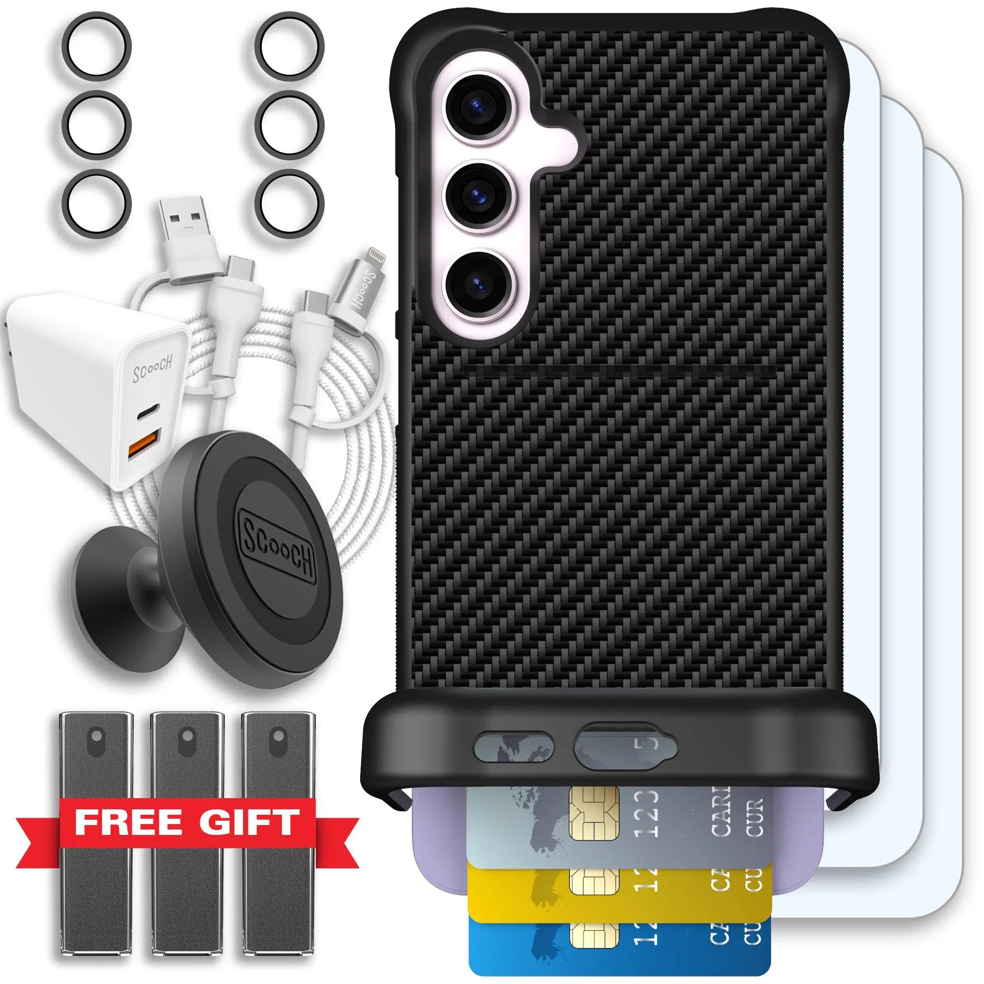 Scooch-Wingmate Ultimate Bundle for Samsung Galaxy S24+-Carbon-Fiber