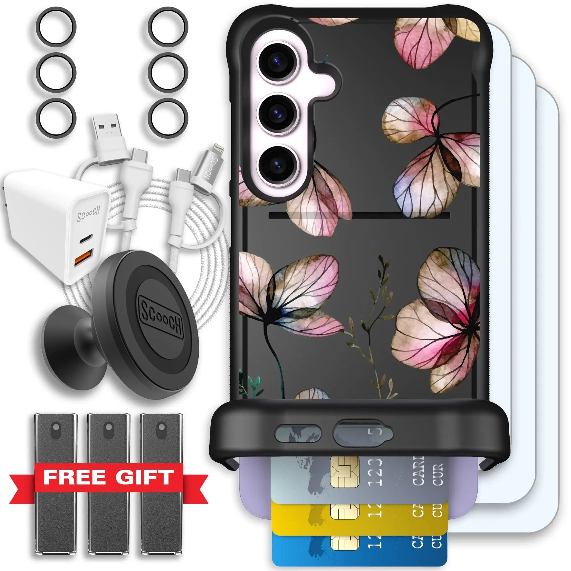 Scooch-Wingmate Ultimate Bundle for Samsung Galaxy S24+-Dried-Flowers