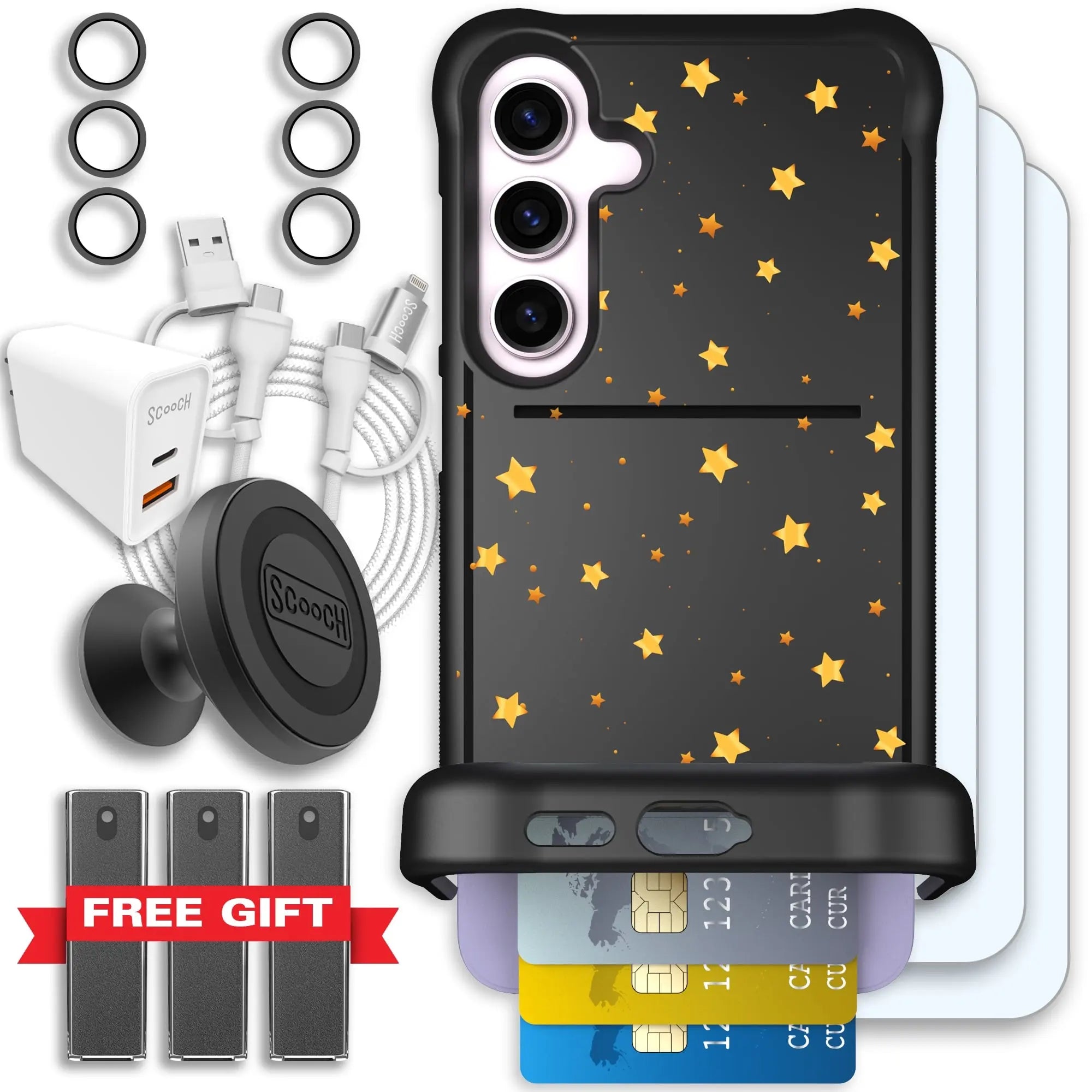 Scooch-Wingmate Ultimate Bundle for Samsung Galaxy S24+-Gold-Stars