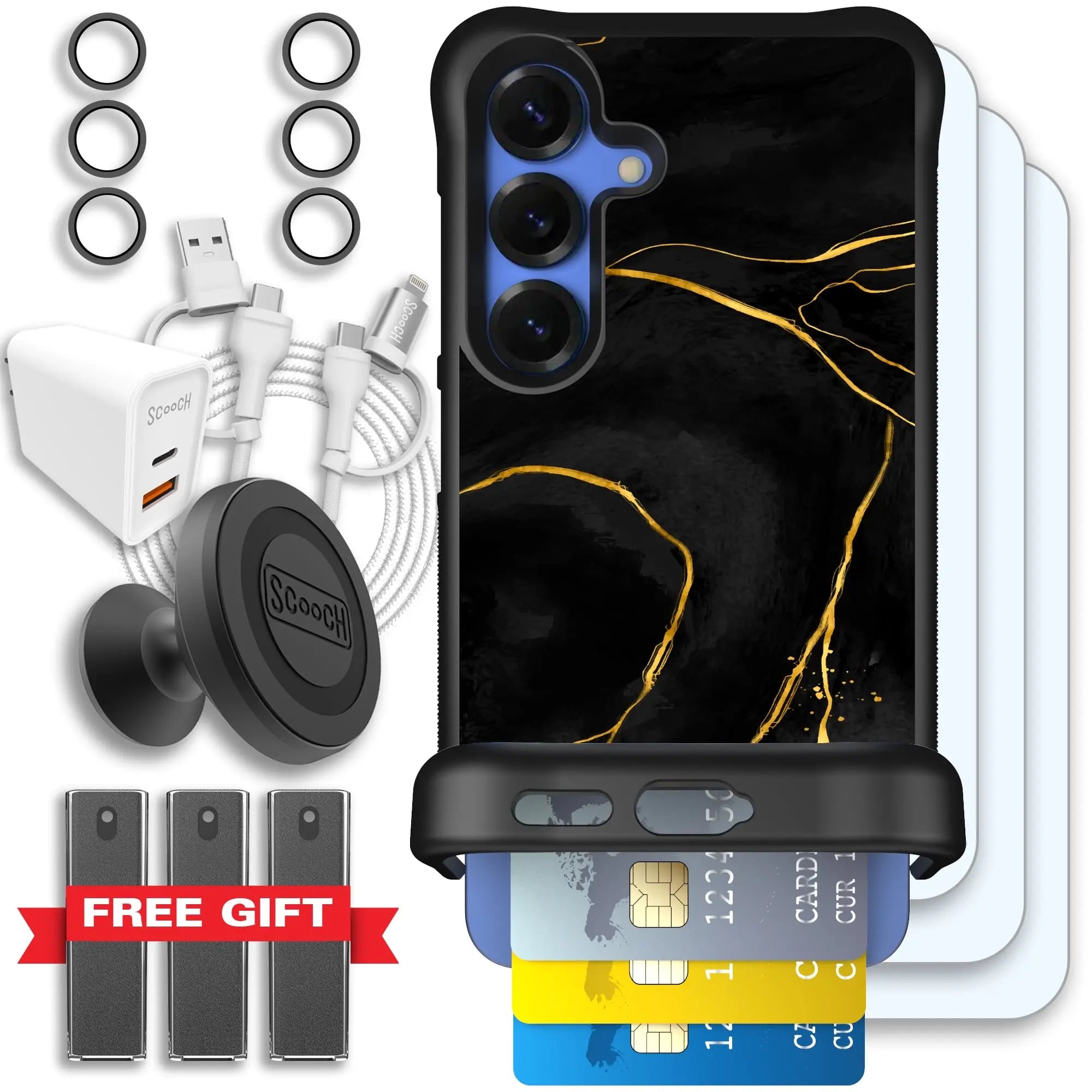 Scooch-Wingmate Ultimate Bundle for Samsung Galaxy S25-Black-Marble