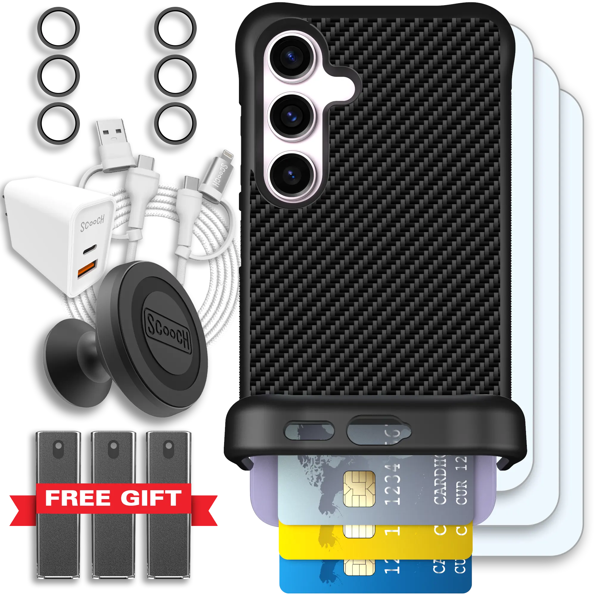 Scooch-Wingmate Ultimate Bundle for Samsung Galaxy S25-Carbon-Fiber