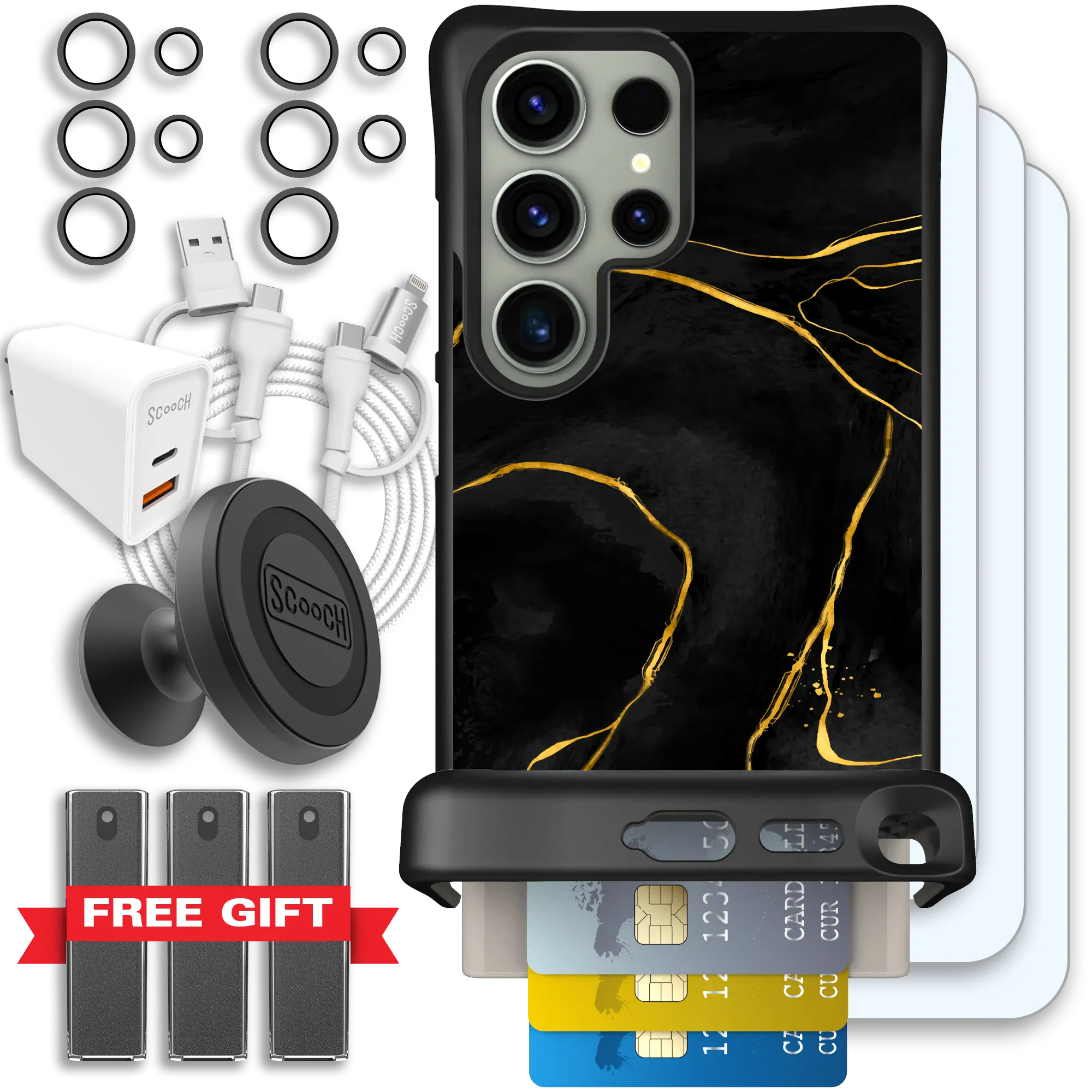 Scooch-Wingmate Ultimate Bundle for Samsung Galaxy S25 Ultra-Black-Marble