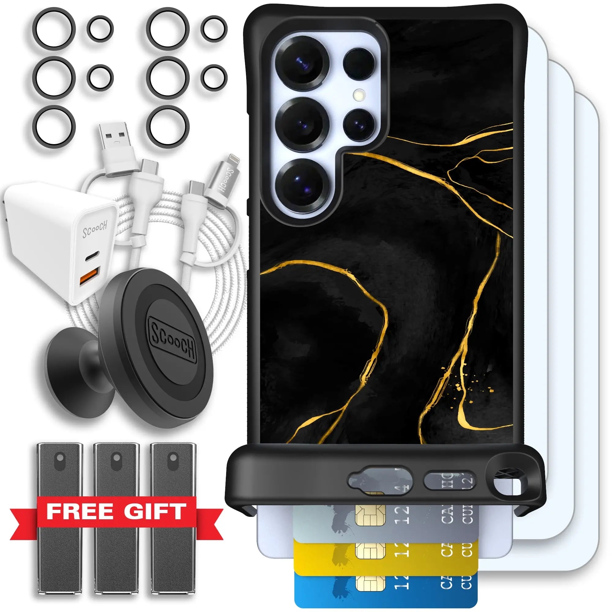 Scooch-Wingmate Ultimate Bundle for Samsung Galaxy S25 Ultra-Black-Marble