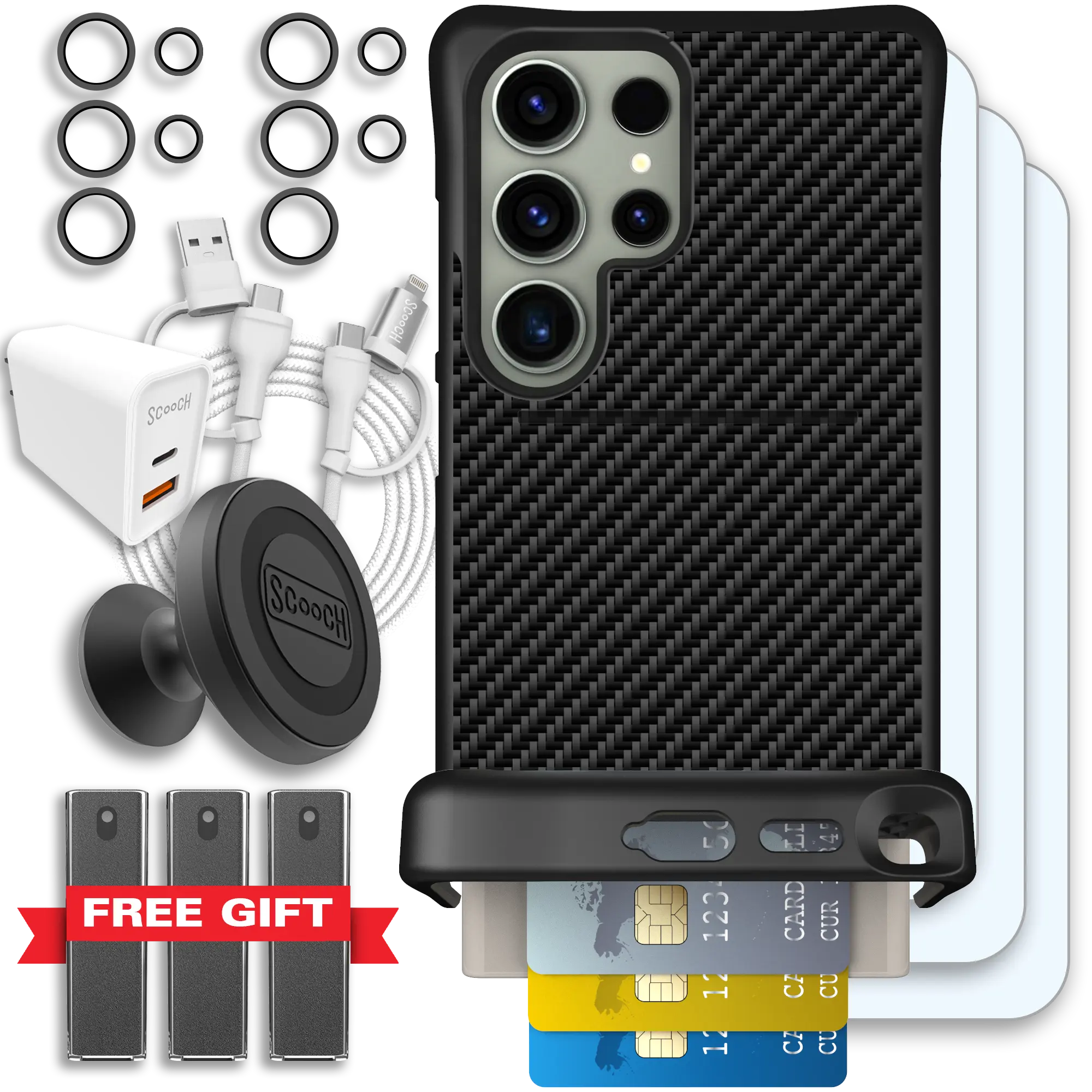 Scooch-Wingmate Ultimate Bundle for Samsung Galaxy S25 Ultra-Carbon-Fiber