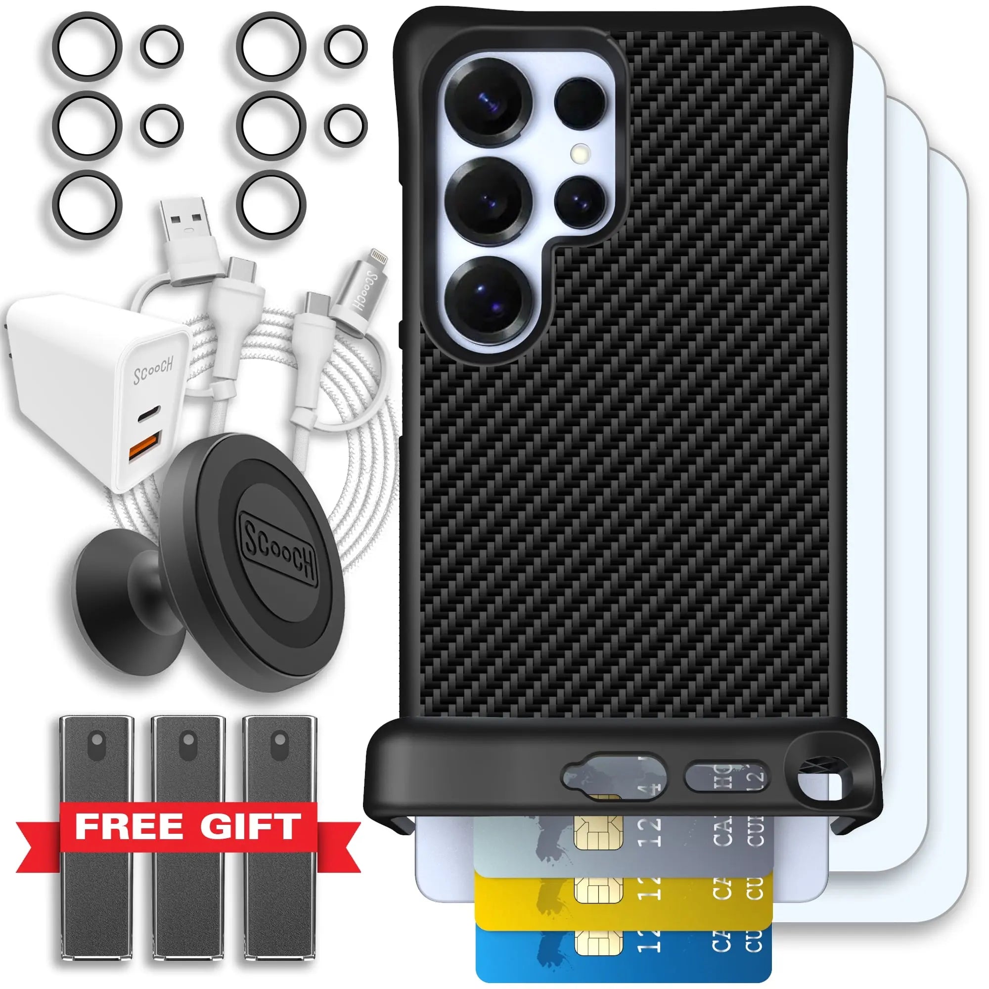 Scooch-Wingmate Ultimate Bundle for Samsung Galaxy S25 Ultra-Carbon-Fiber