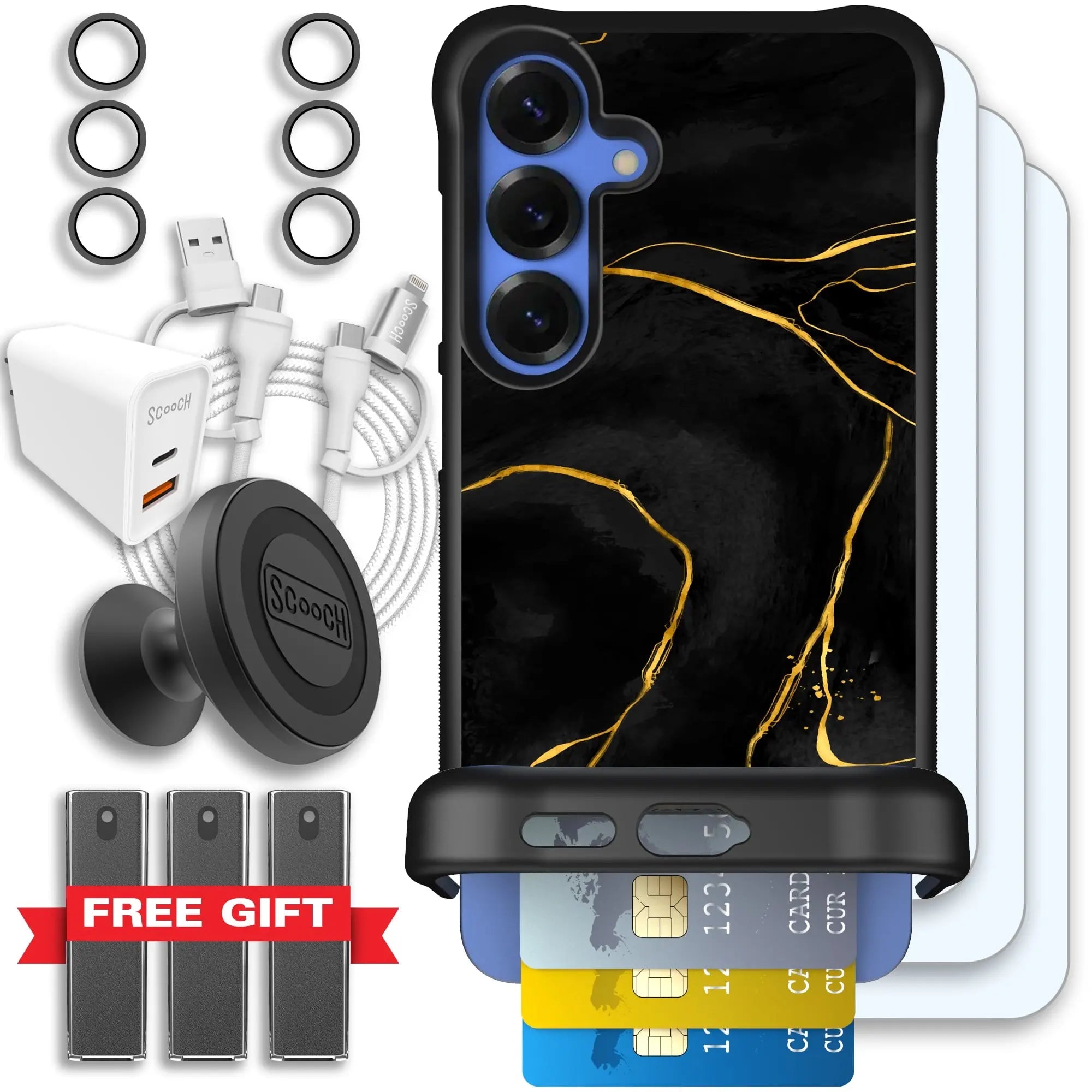 Scooch-Wingmate Ultimate Bundle for Samsung Galaxy S25+-Black-Marble