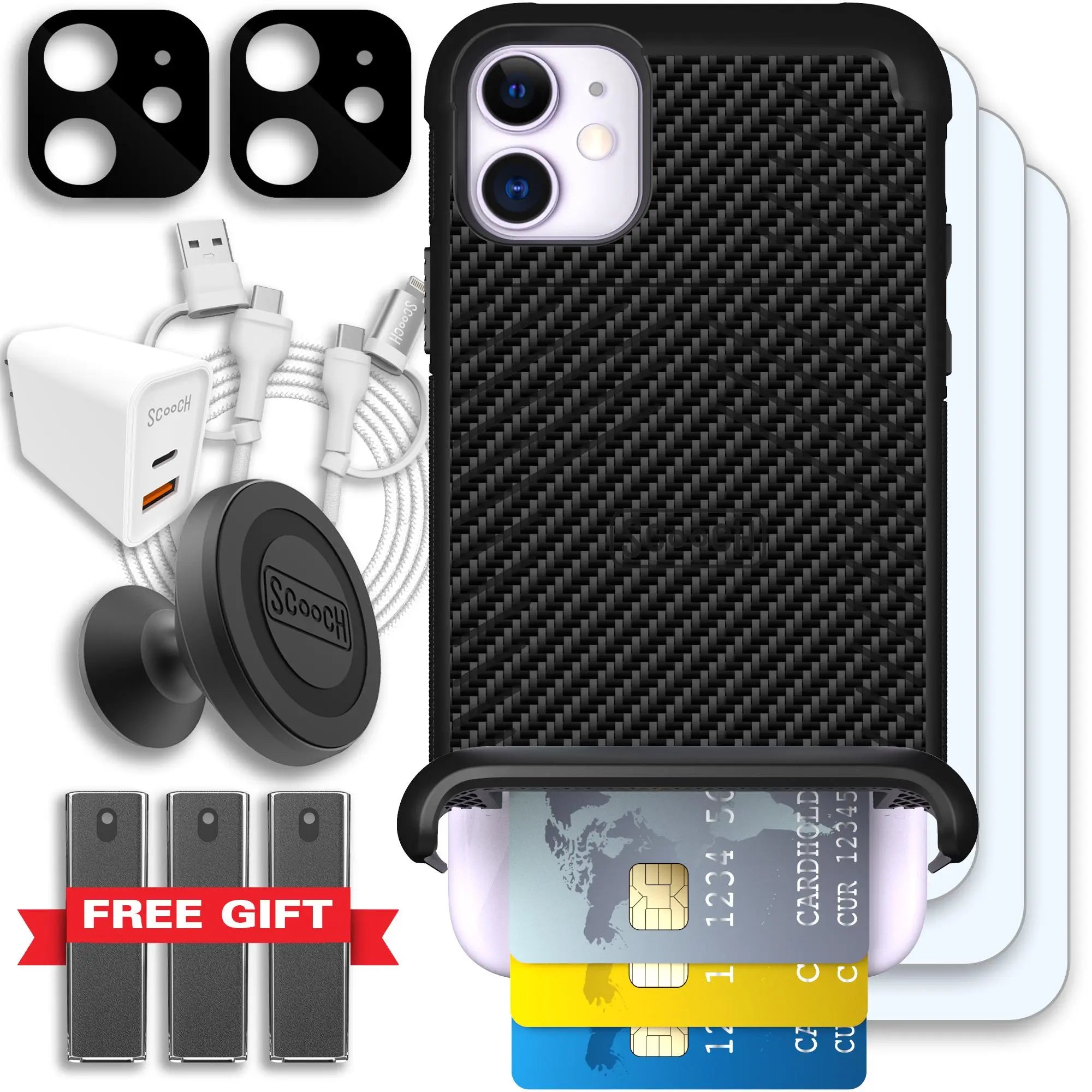 Scooch-Wingmate Ultimate Bundle for iPhone 11-Carbon-Fiber