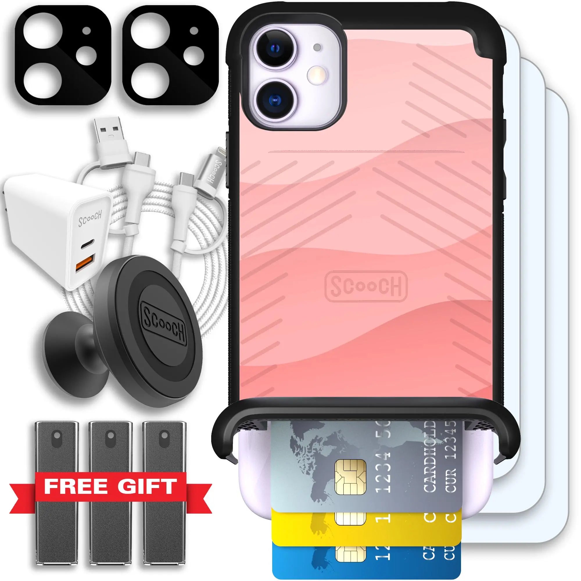 Scooch-Wingmate Ultimate Bundle for iPhone 11-Pink-Waves