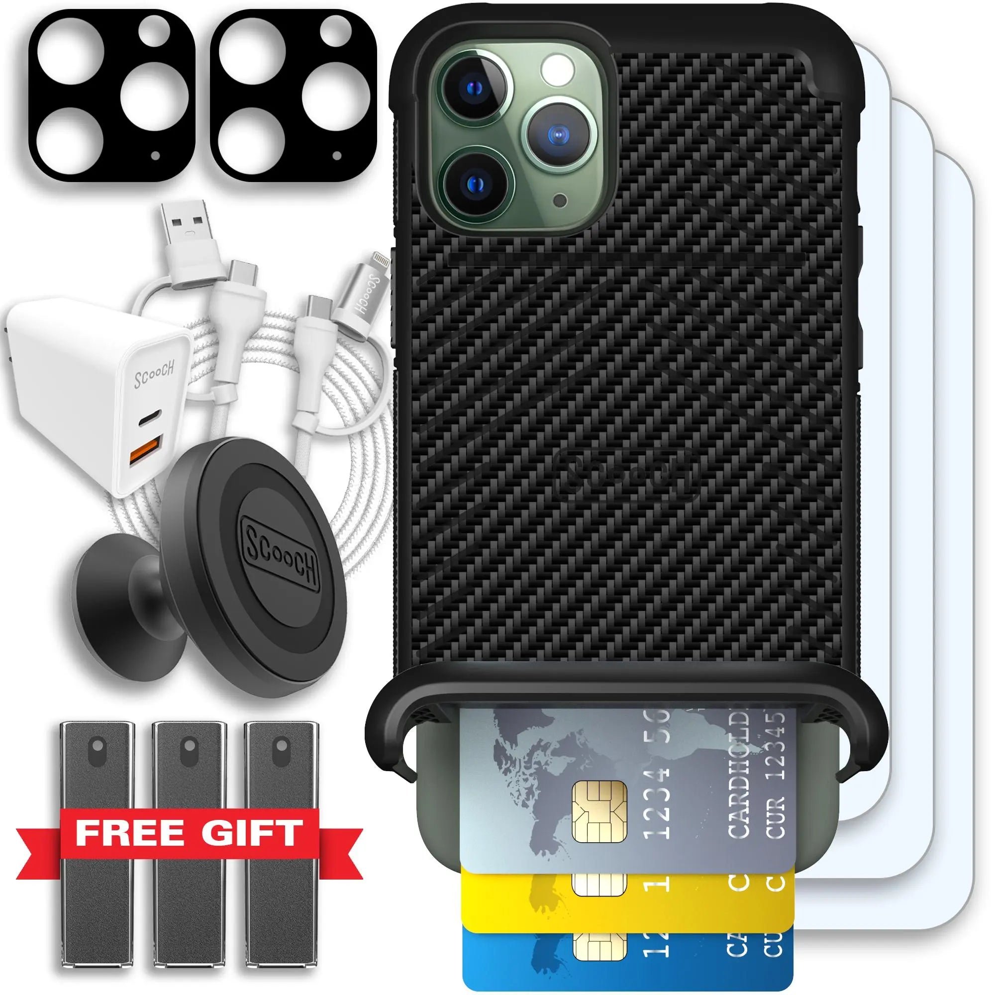 Scooch-Wingmate Ultimate Bundle for iPhone 11 Pro-Carbon-Fiber