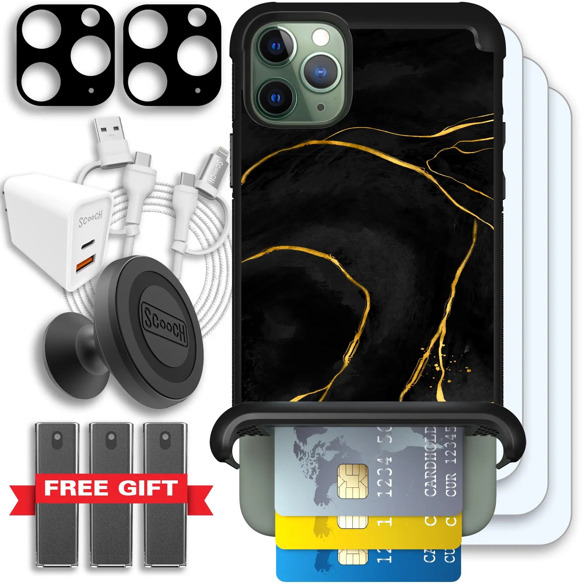 Scooch-Wingmate Ultimate Bundle for iPhone 11 Pro Max-Black-Marble