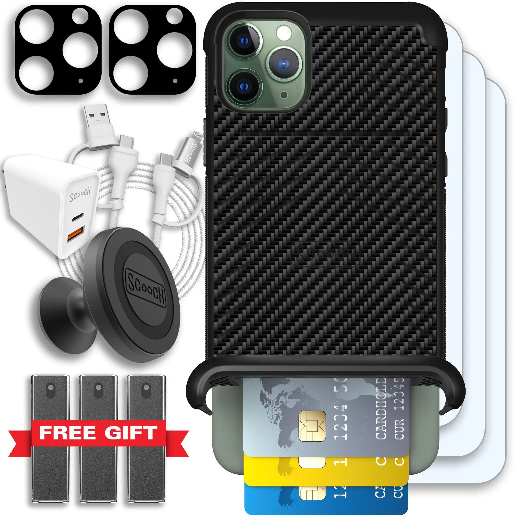 Scooch-Wingmate Ultimate Bundle for iPhone 11 Pro Max-Carbon-Fiber