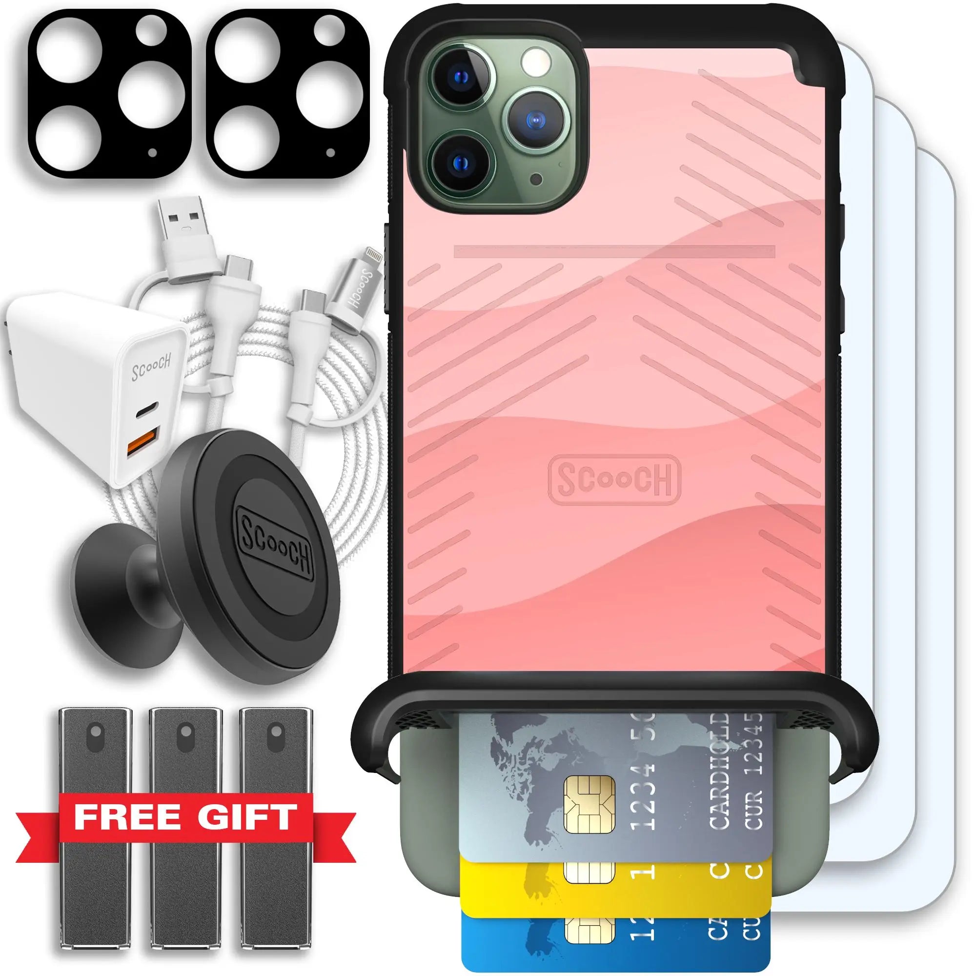 Scooch-Wingmate Ultimate Bundle for iPhone 11 Pro Max-Pink-Waves