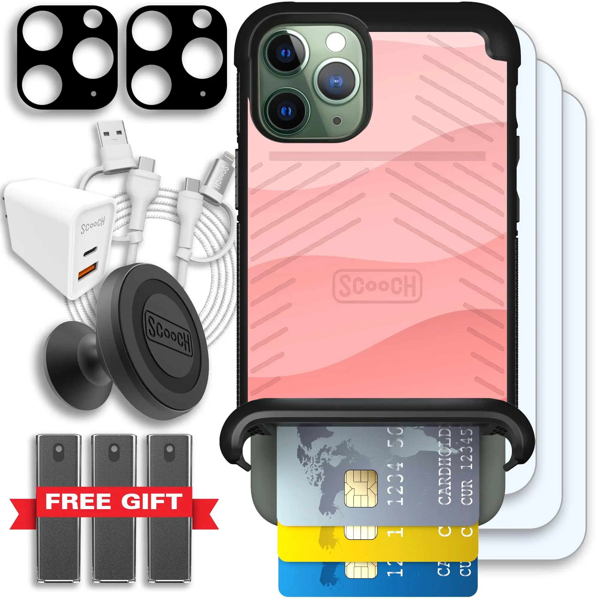 Scooch-Wingmate Ultimate Bundle for iPhone 11 Pro-Pink-Waves