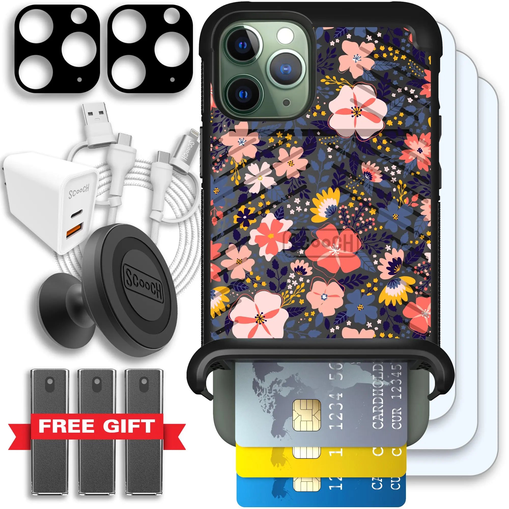 Scooch-Wingmate Ultimate Bundle for iPhone 11 Pro-Wildflowers