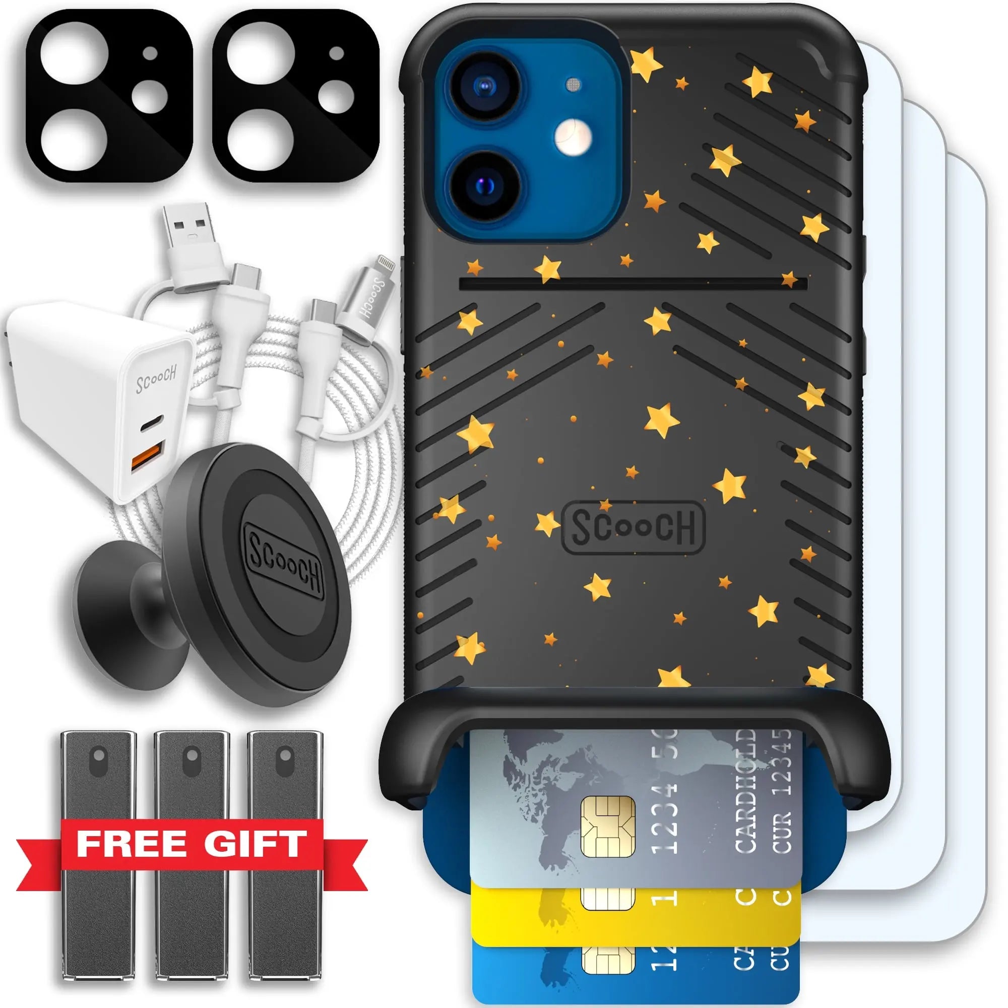 Scooch-Wingmate Ultimate Bundle for iPhone 12-Gold-Stars